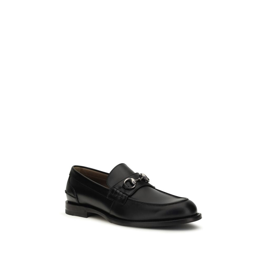 Gucci Black Calf Leather Bos Taurus Slip-On Loafers