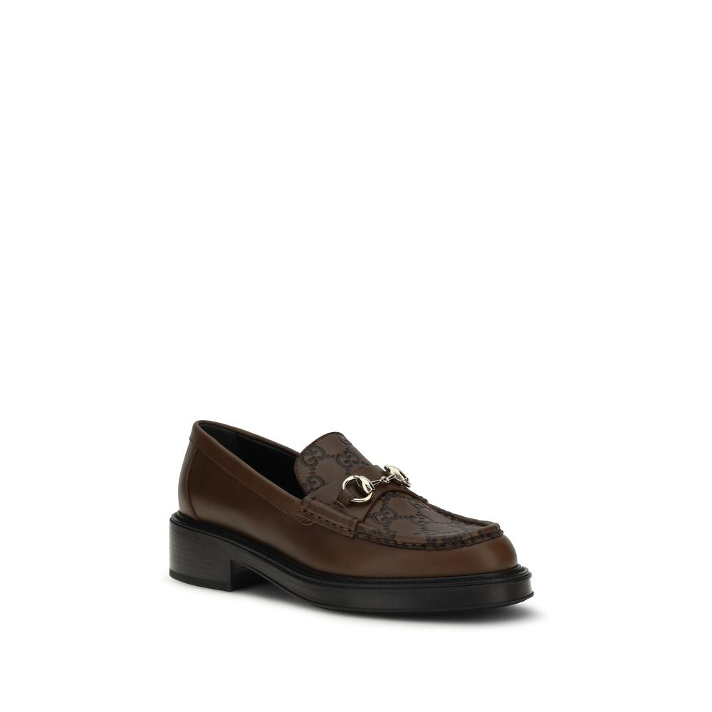 Gucci Brown Calf Leather Bos Taurus Slip-On Loafers