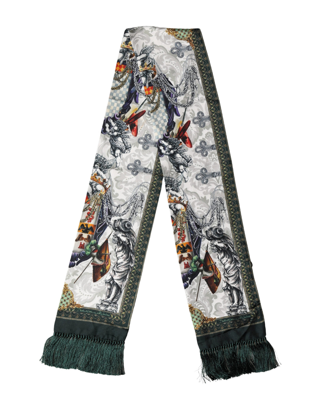 Dolce & Gabbana Multicolor Baroque Angel Print Foulard 135cm x 14.5cm Scarf