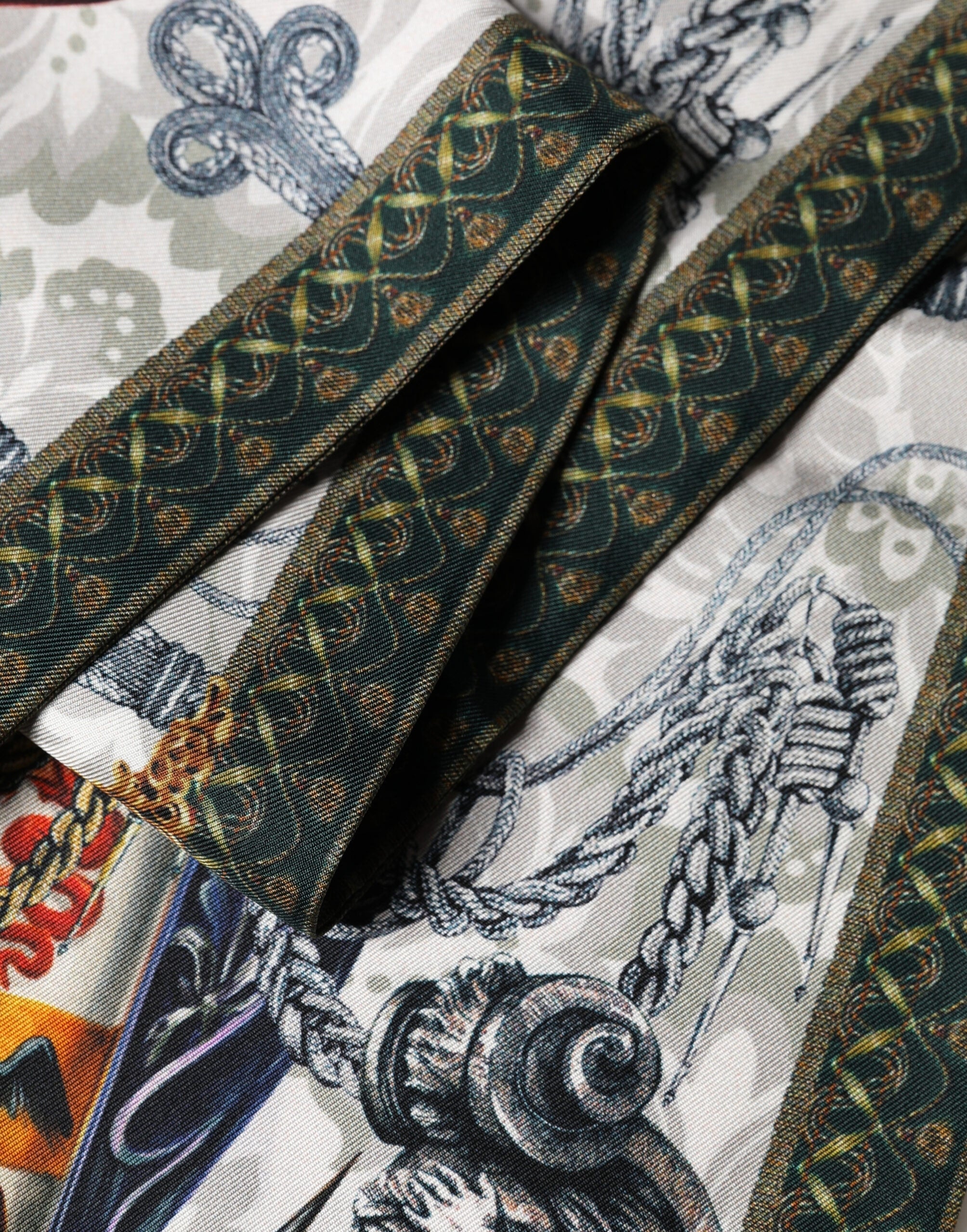 Dolce & Gabbana Multicolor Baroque Angel Print Foulard 135cm x 14.5cm Scarf