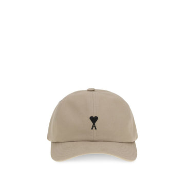 Ami Paris Beige Cotton Cap (Baseball Hat)