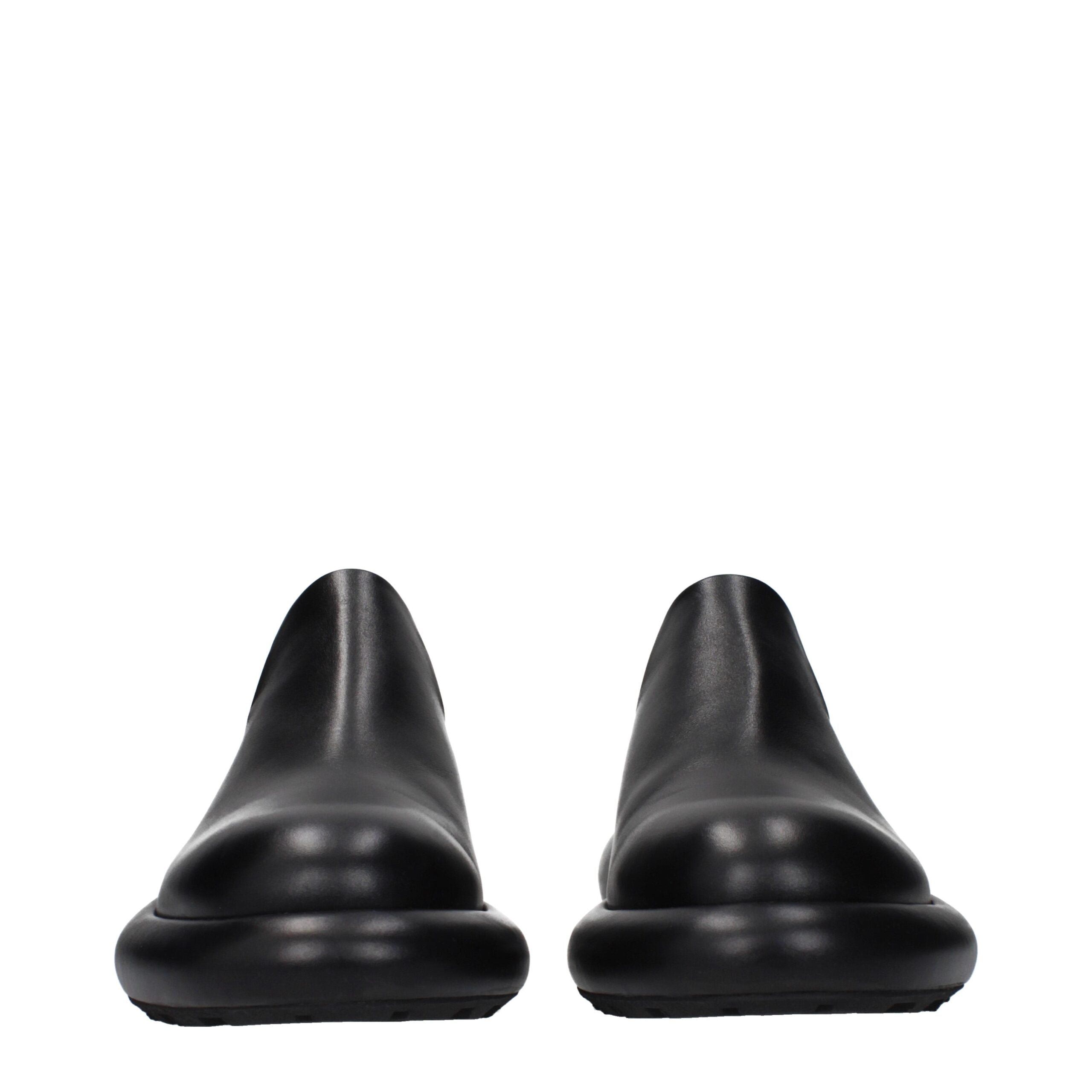 Jil Sander Black Leather Slip-On Loafers