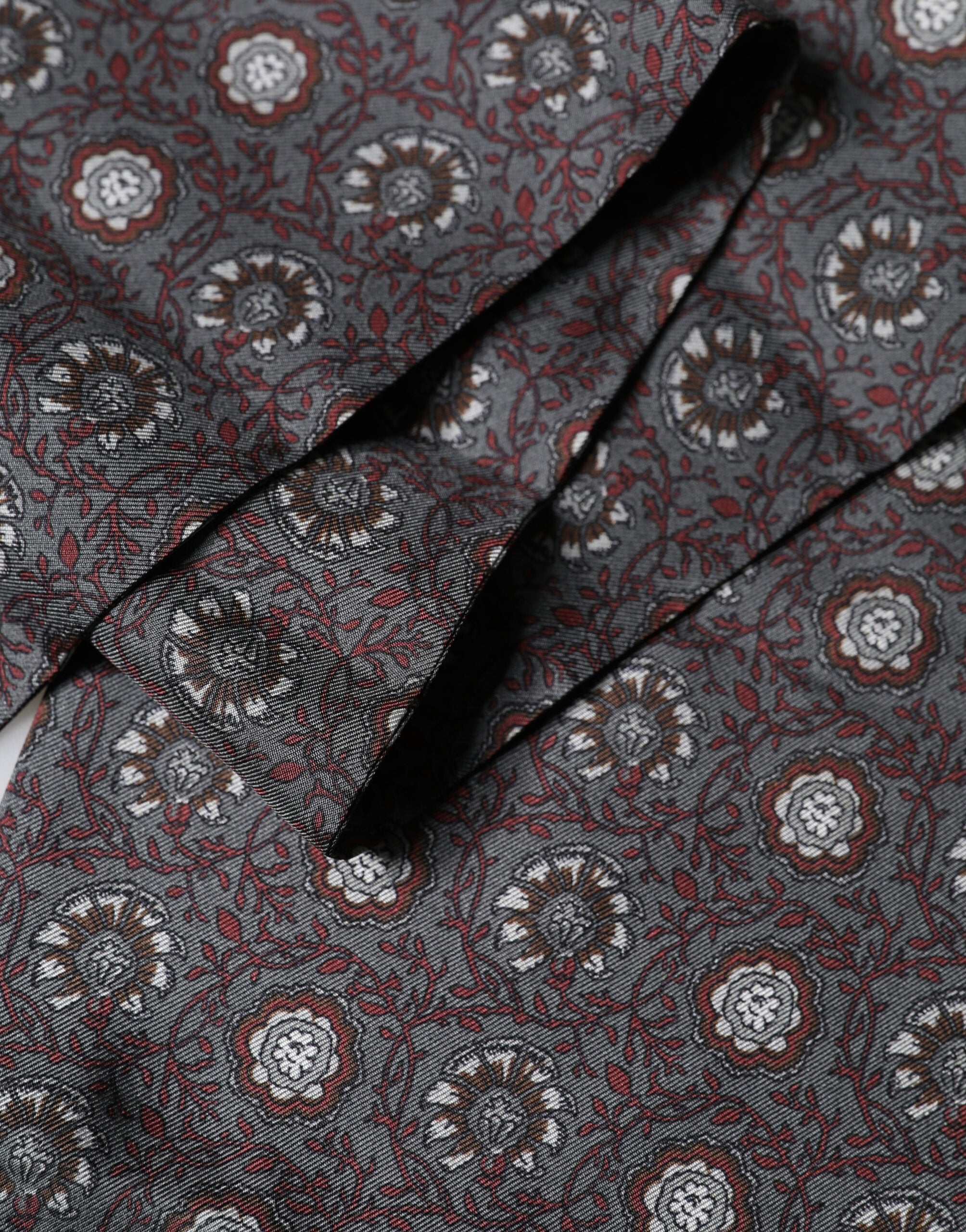 Dolce & Gabbana Grey Red Silk Medallion Print Neck Wrap Scarf