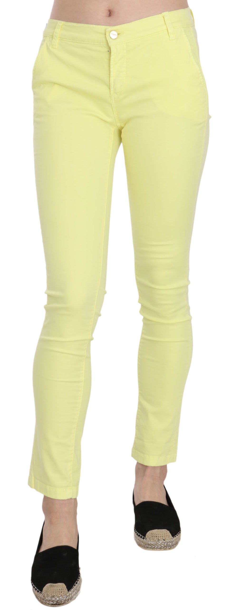 PINKO Yellow Cotton Stretch Low Waist Skinny Casual Trouser Pants - Whispers Of Wisdom Clothing