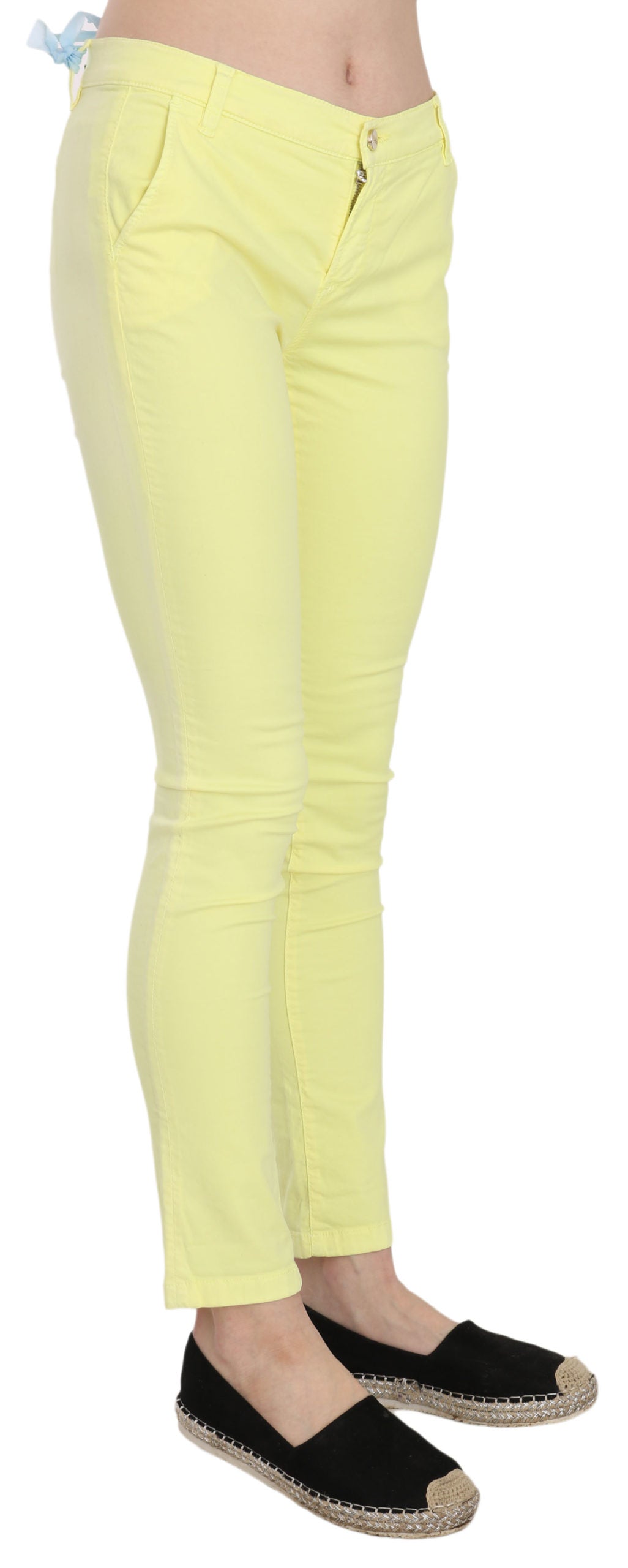PINKO Yellow Cotton Stretch Low Waist Skinny Casual Trouser Pants - Whispers Of Wisdom Clothing