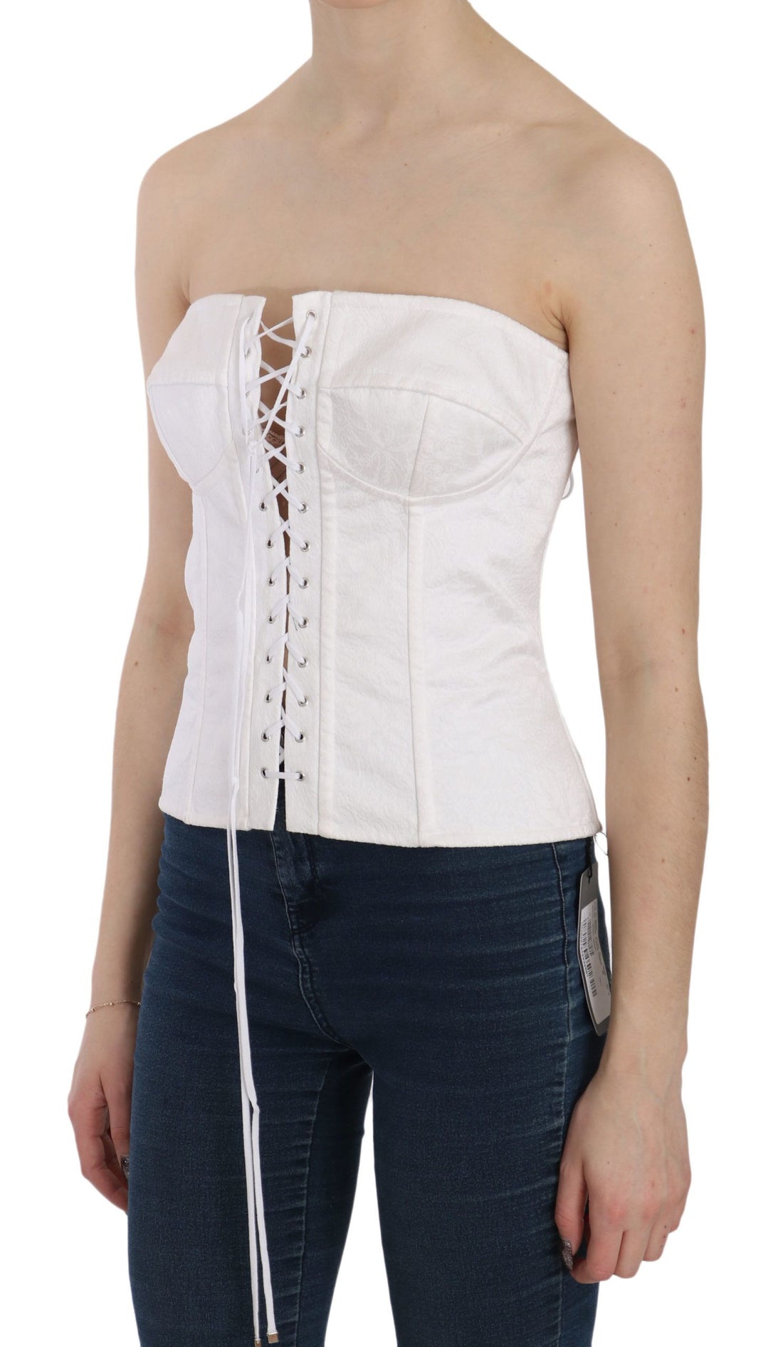 Dolce & Gabbana White PALERMO Cotton Bustier Top Corset - Whispers Of Wisdom Clothing