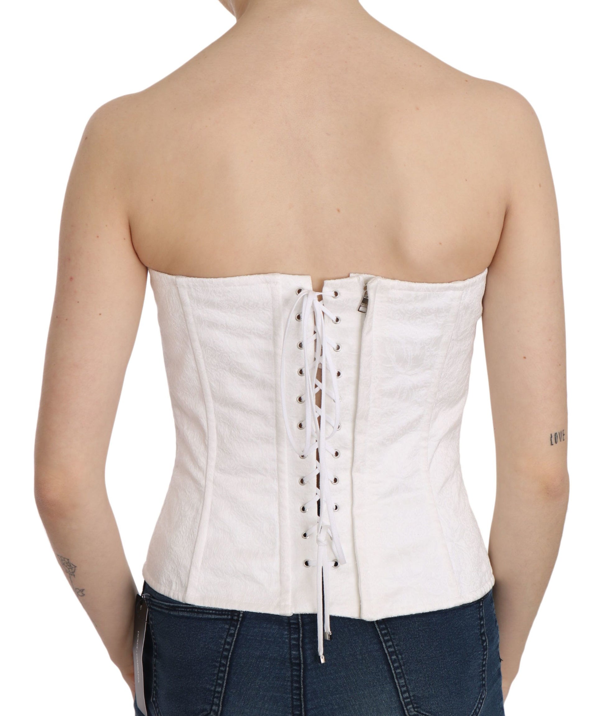 Dolce & Gabbana White PALERMO Cotton Bustier Top Corset - Whispers Of Wisdom Clothing