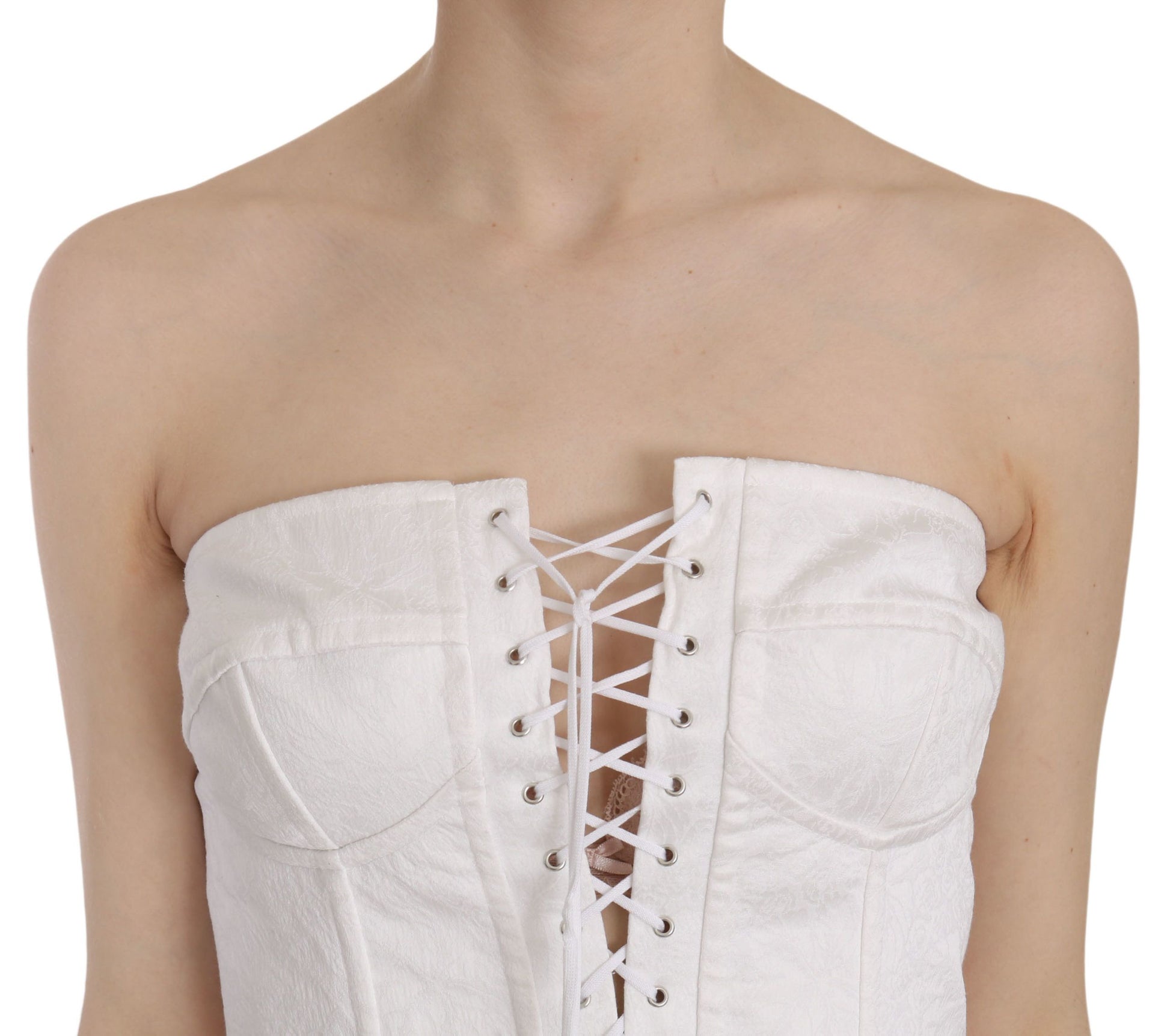 Dolce & Gabbana White PALERMO Cotton Bustier Top Corset - Whispers Of Wisdom Clothing