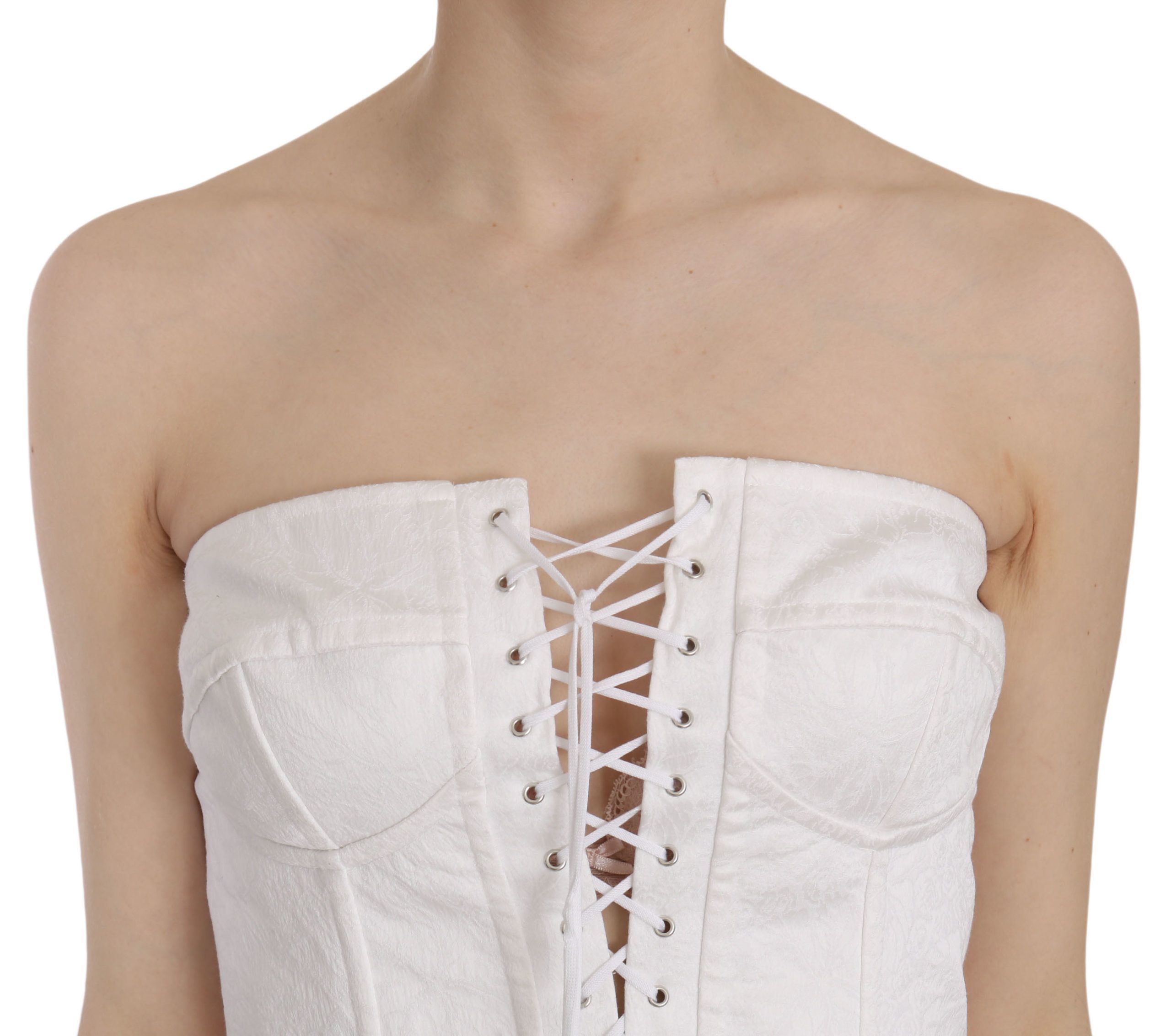 Dolce & Gabbana White PALERMO Cotton Bustier Top Corset - Whispers Of Wisdom Clothing