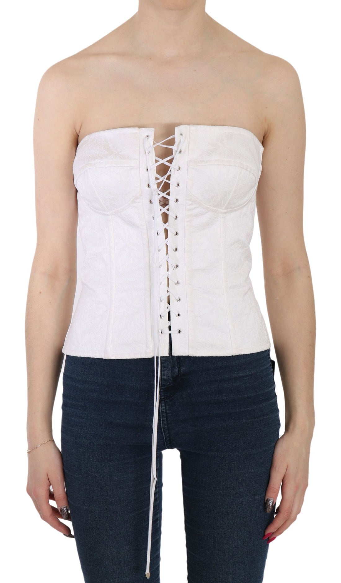 Dolce & Gabbana White PALERMO Cotton Bustier Top Corset - Whispers Of Wisdom Clothing