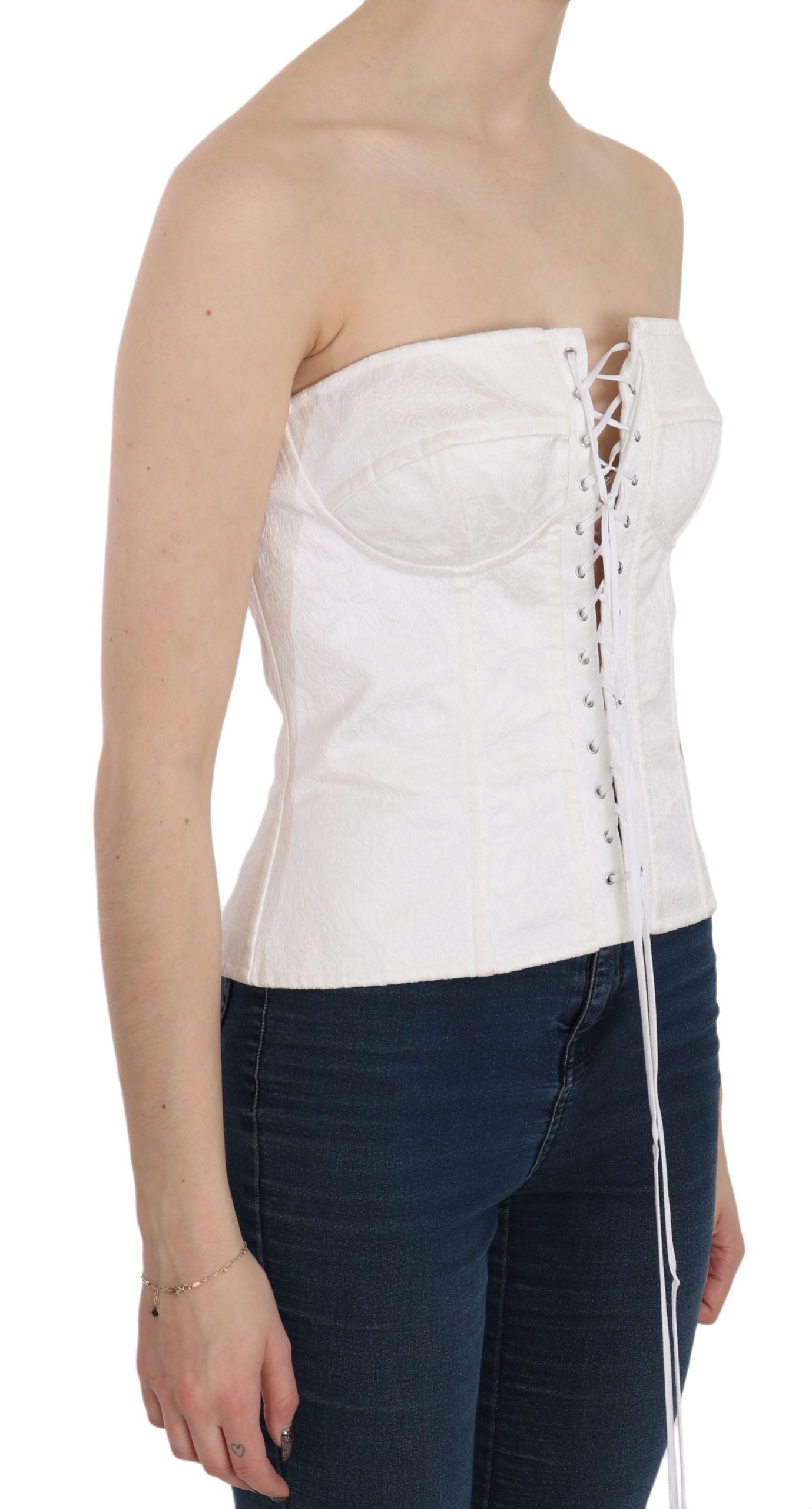 Dolce & Gabbana White PALERMO Cotton Bustier Top Corset - Whispers Of Wisdom Clothing
