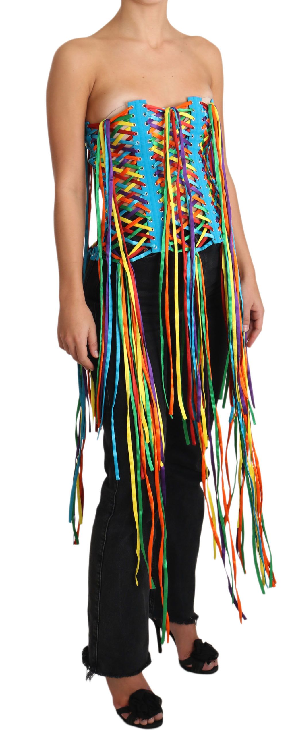 Dolce & Gabbana Multicolor Strings Bustier Polyester Corset  Top - Whispers Of Wisdom Clothing