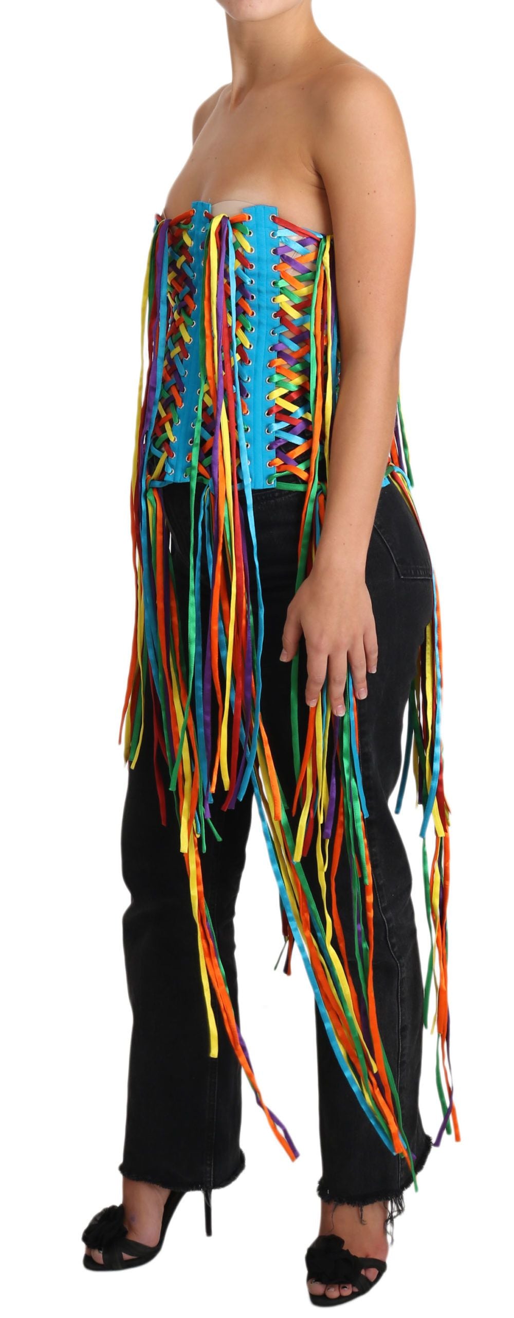 Dolce & Gabbana Multicolor Strings Bustier Polyester Corset  Top - Whispers Of Wisdom Clothing