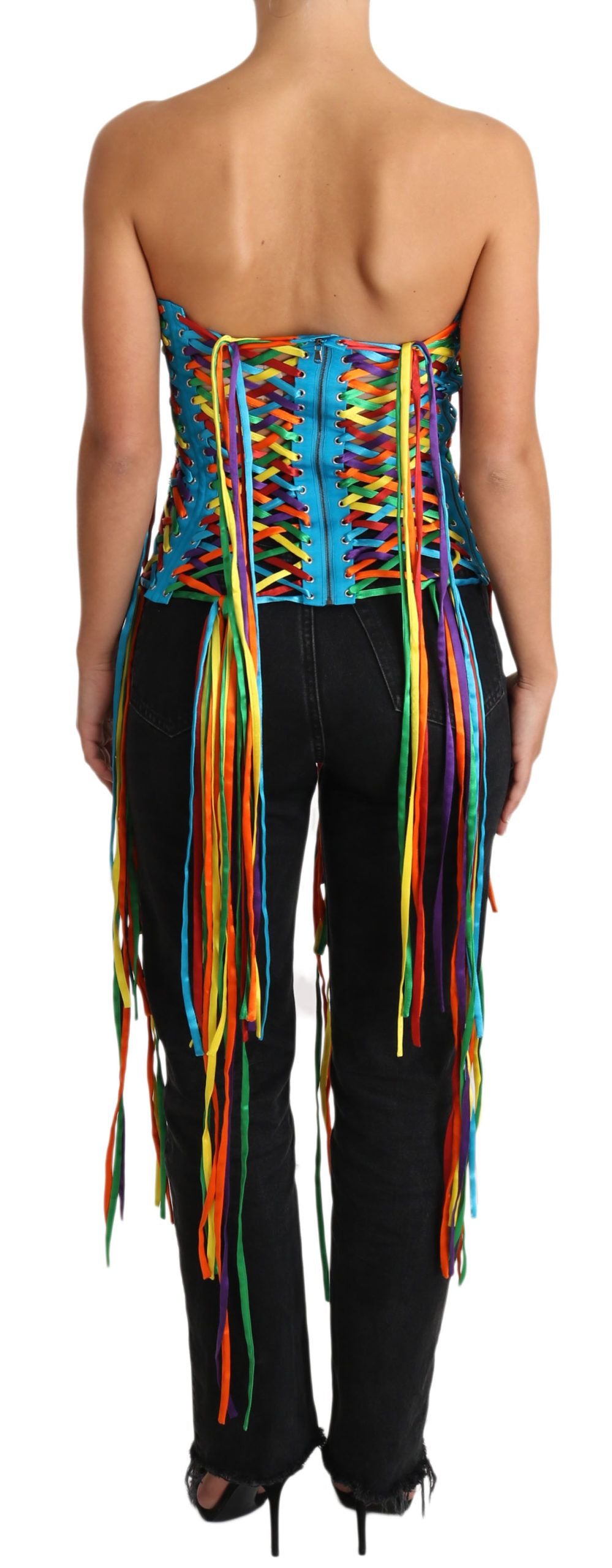 Dolce & Gabbana Multicolor Strings Bustier Polyester Corset  Top - Whispers Of Wisdom Clothing