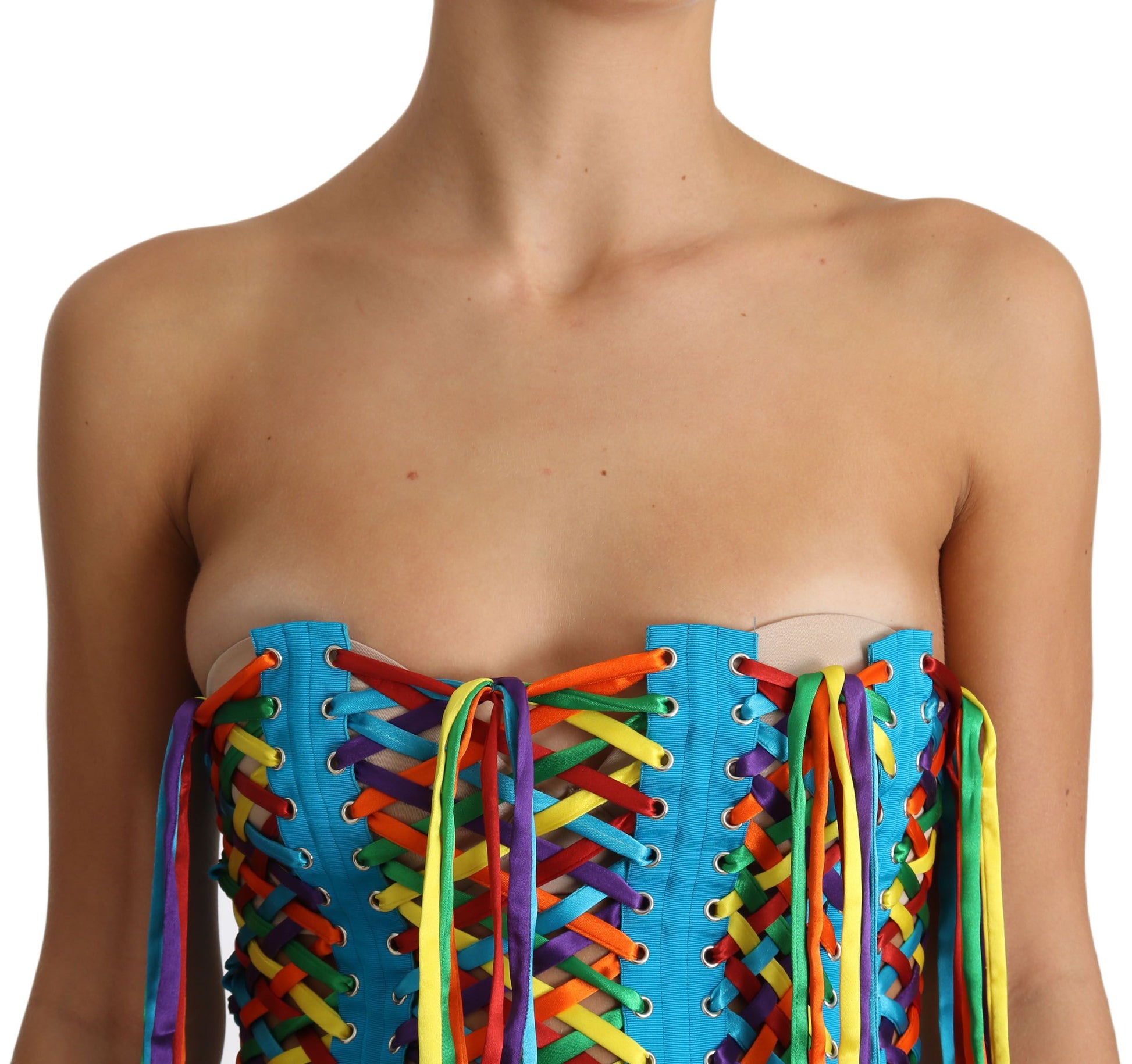 Dolce & Gabbana Multicolor Strings Bustier Polyester Corset  Top - Whispers Of Wisdom Clothing