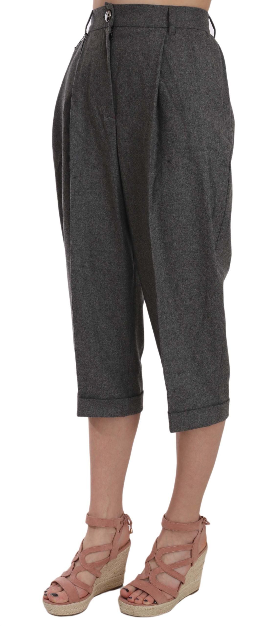 Dolce & Gabbana Wool Cropped Trouser Pleated Pant - Whispers Of Wisdom Clothing