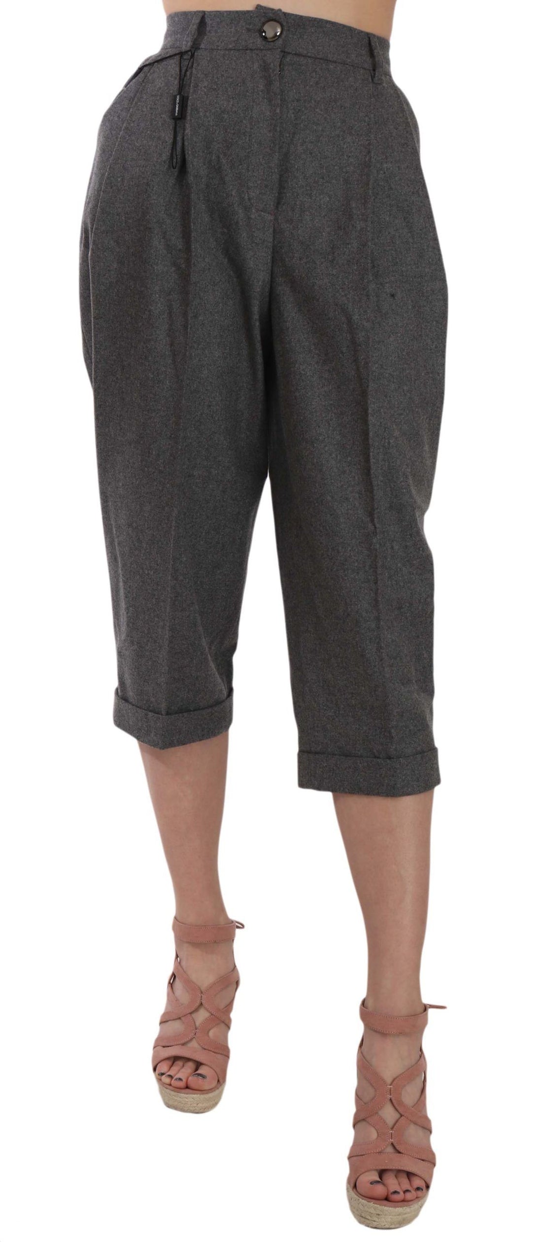 Dolce & Gabbana Wool Cropped Trouser Pleated Pant - Whispers Of Wisdom Clothing