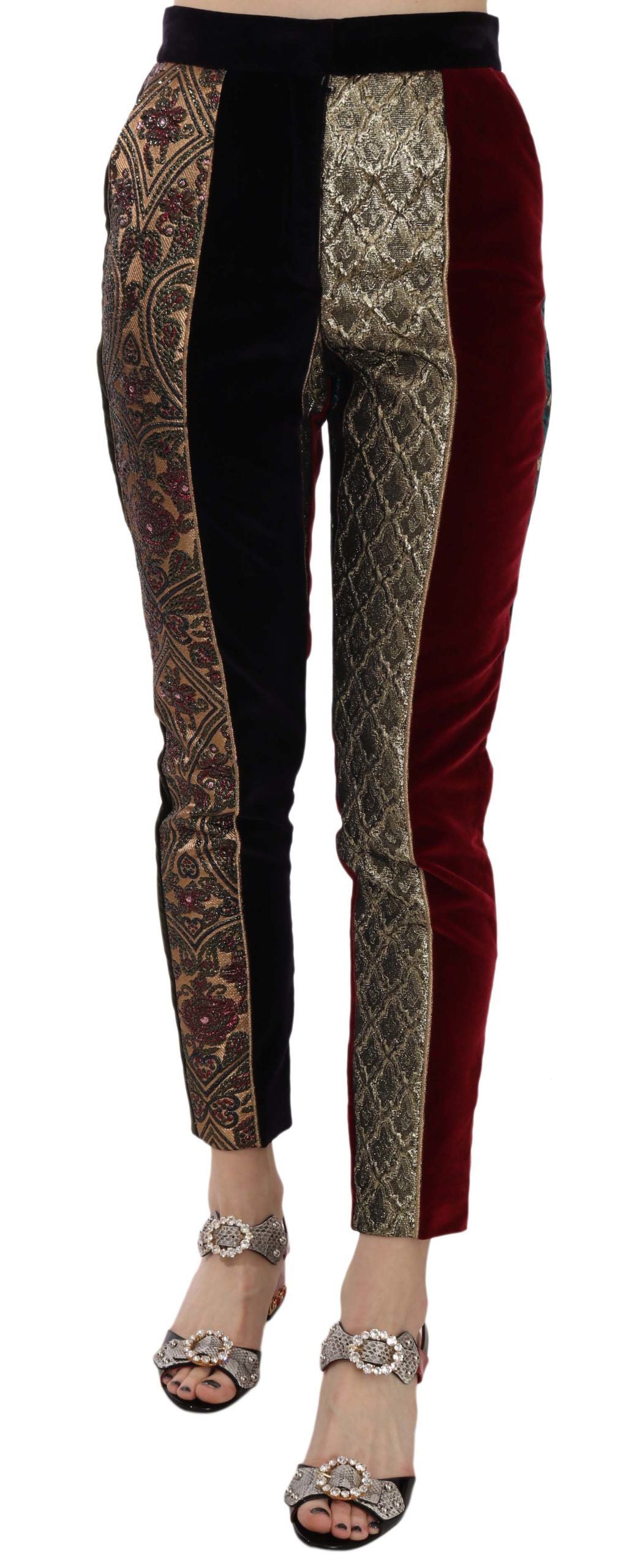 Dolce & Gabbana Multicolor Jacquard Cropped Tapered Pants - Whispers Of Wisdom Clothing