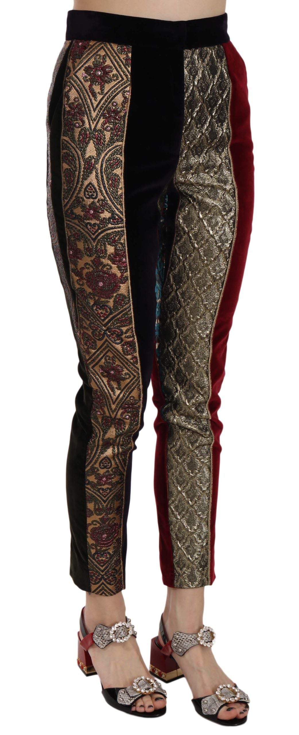 Dolce & Gabbana Multicolor Jacquard Cropped Tapered Pants - Whispers Of Wisdom Clothing