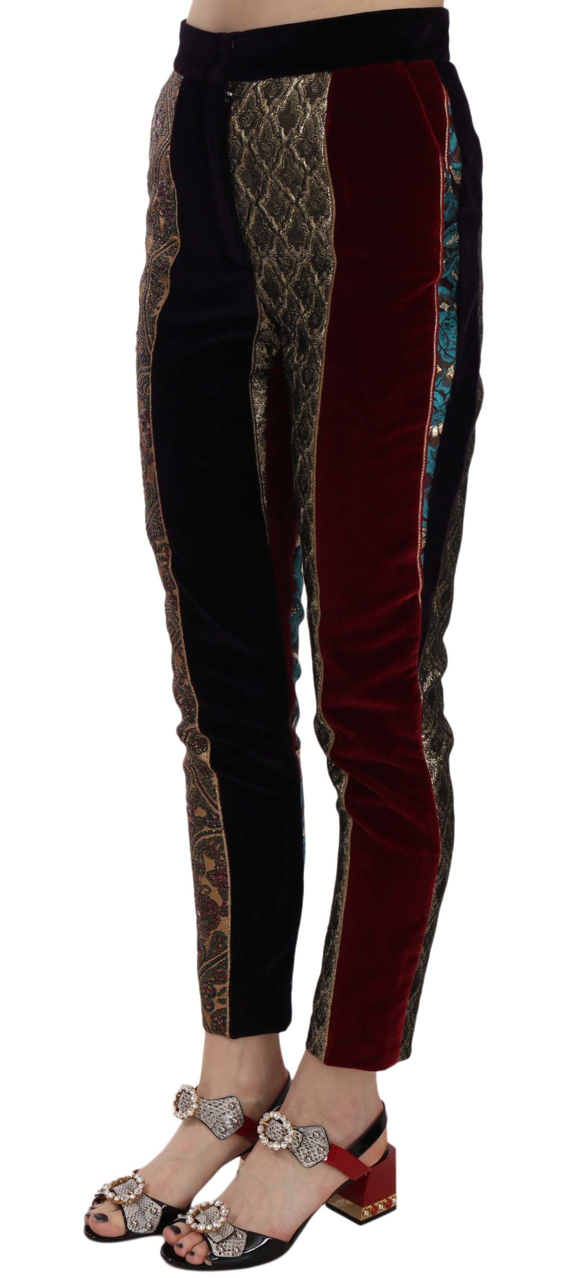 Dolce & Gabbana Multicolor Jacquard Cropped Tapered Pants - Whispers Of Wisdom Clothing