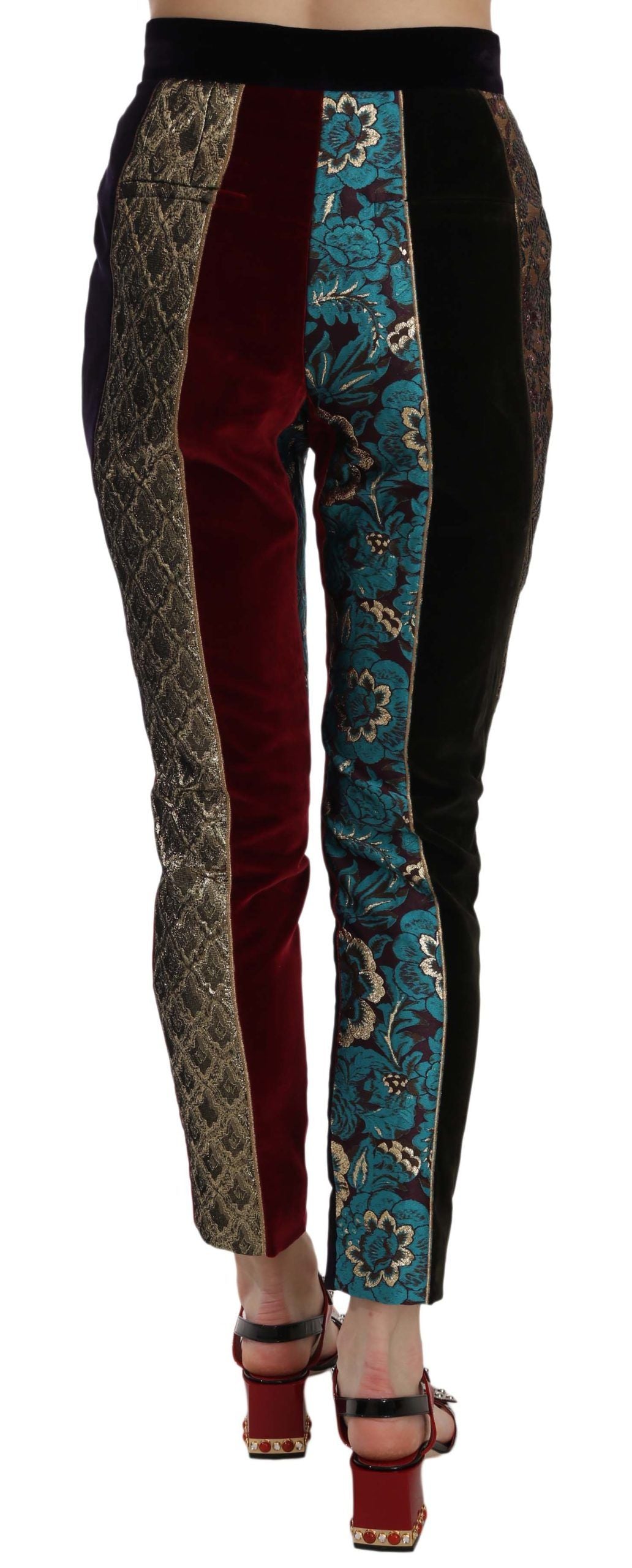 Dolce & Gabbana Multicolor Jacquard Cropped Tapered Pants - Whispers Of Wisdom Clothing