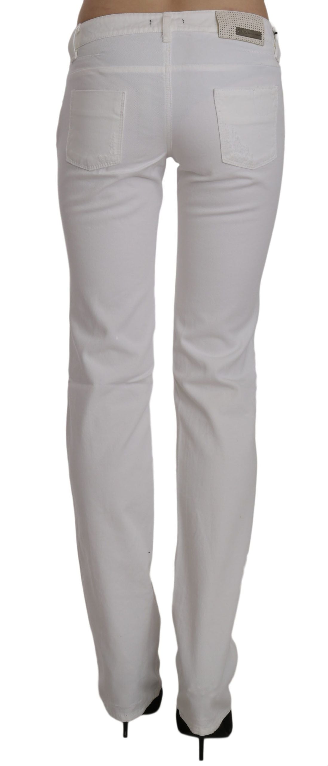 Costume National White Cotton Slim Fit Straight Jeans Pants - Whispers Of Wisdom Clothing