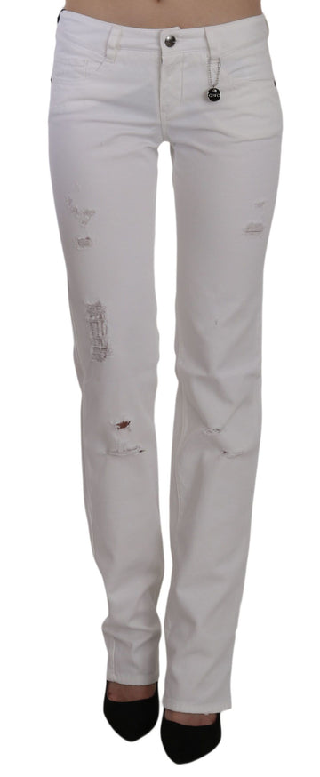 Costume National White Cotton Slim Fit Straight Jeans Pants - Whispers Of Wisdom Clothing