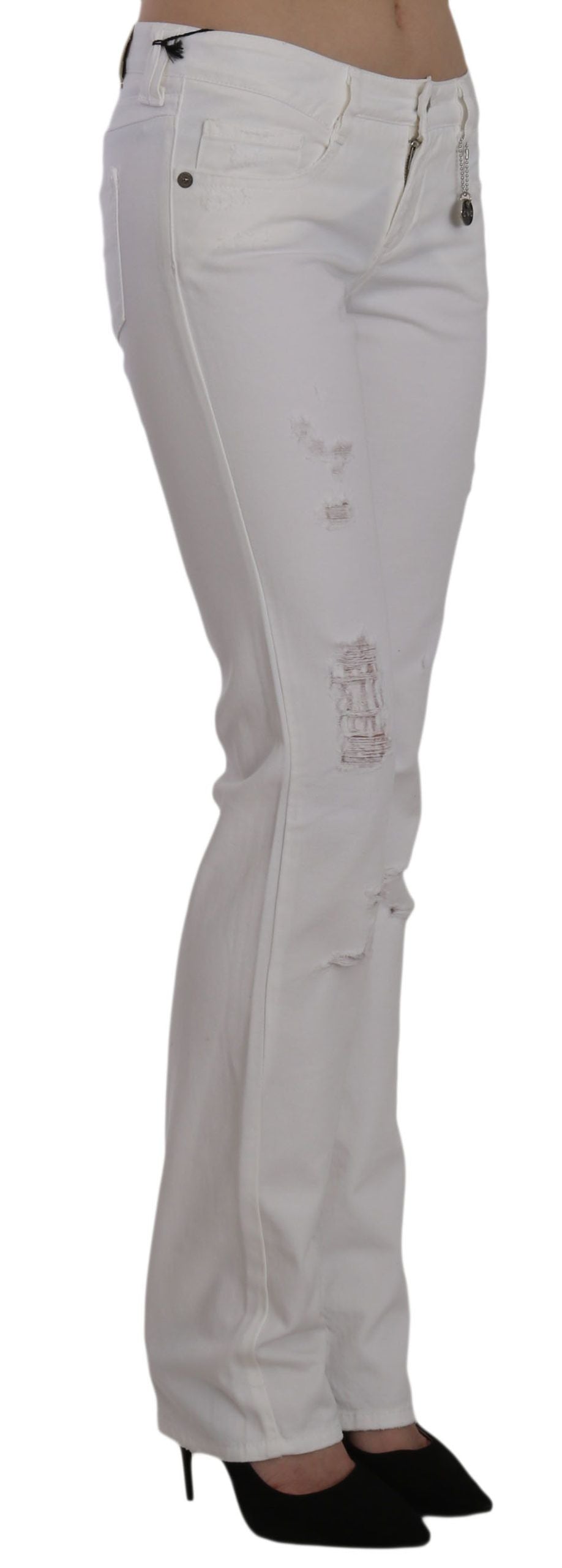 Costume National White Cotton Slim Fit Straight Jeans Pants - Whispers Of Wisdom Clothing