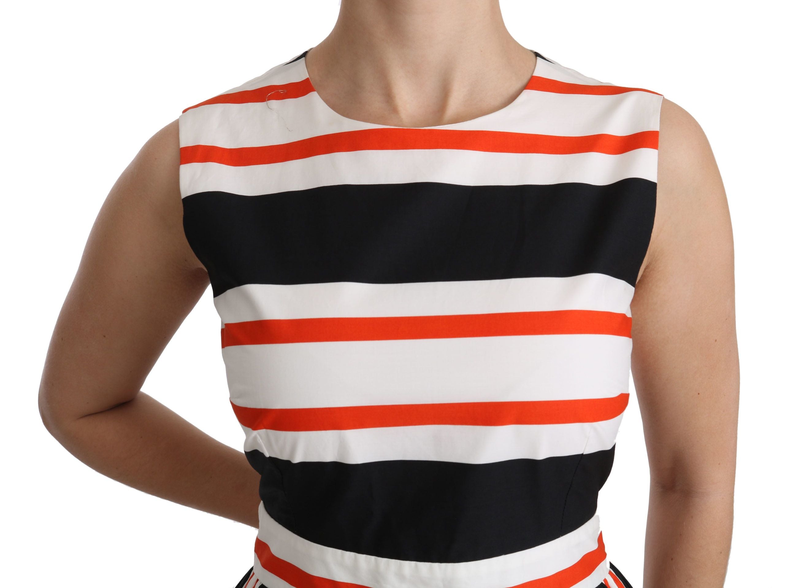Dolce & Gabbana Multicolor Stripes A-Line Pleated Midi Dress - Whispers Of Wisdom Clothing
