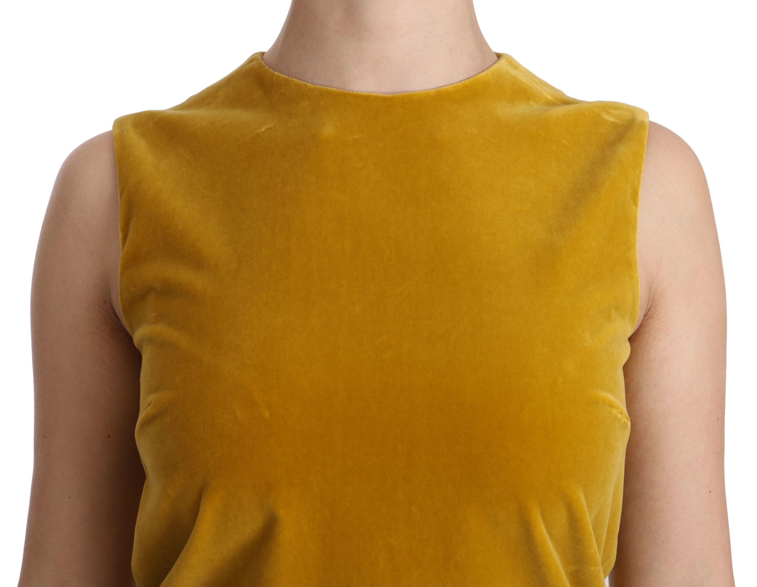 Dolce & Gabbana Mustard Velvet Stretch Shift Mini Dress - Whispers Of Wisdom Clothing