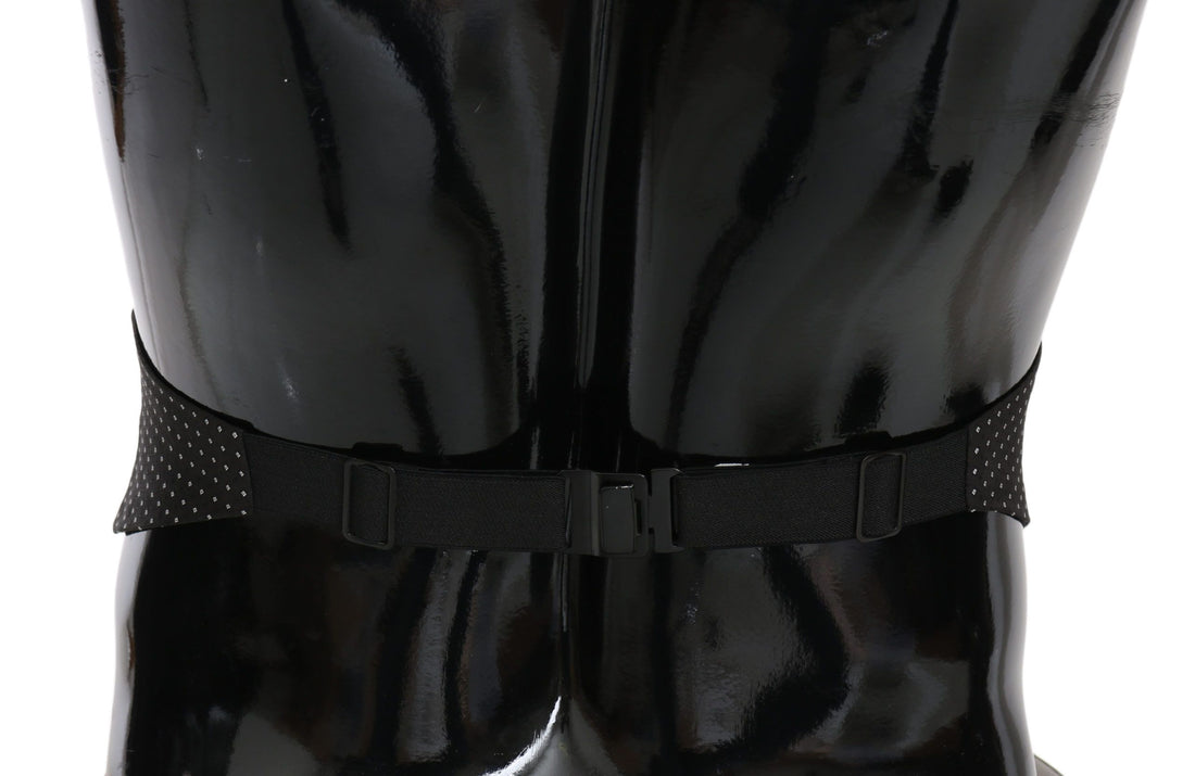 Dolce & Gabbana Black Dotted Waist Belt Silk Cummerbund