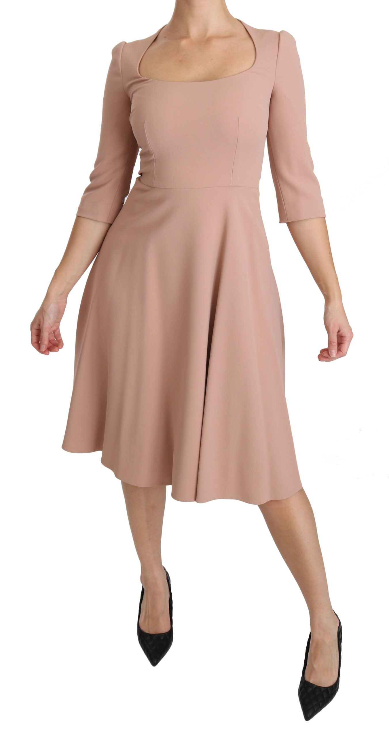 Dolce & Gabbana Pink 3/4 Sleeves A-line Viscose Dress - Whispers Of Wisdom Clothing