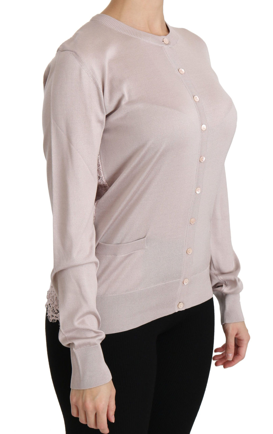 Dolce & Gabbana Silk Pink Long Sleeve Lace Top Sweater - Whispers Of Wisdom Clothing