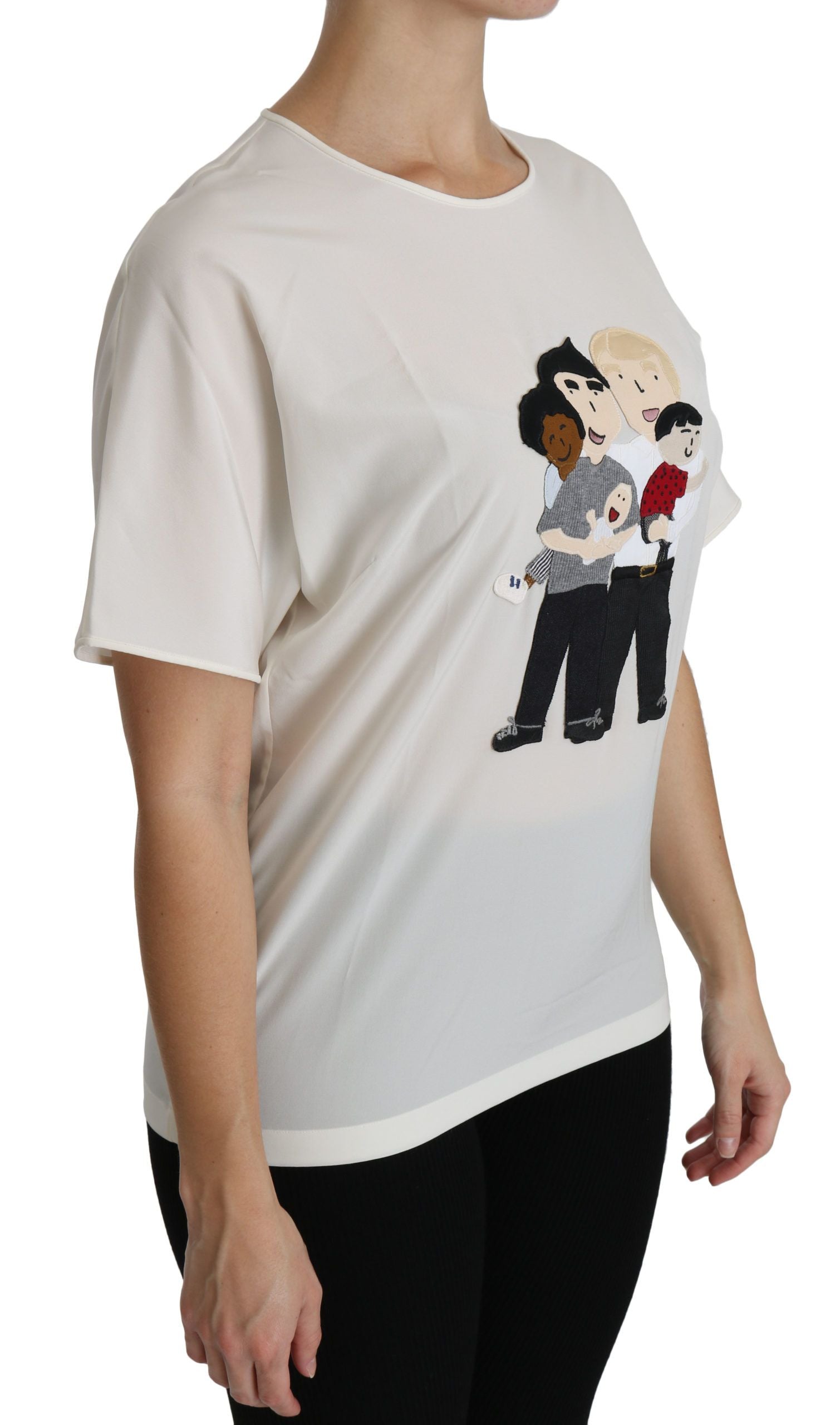 Dolce & Gabbana White #dgfamily Patch Short Sleeve Blouse Top - Whispers Of Wisdom Clothing