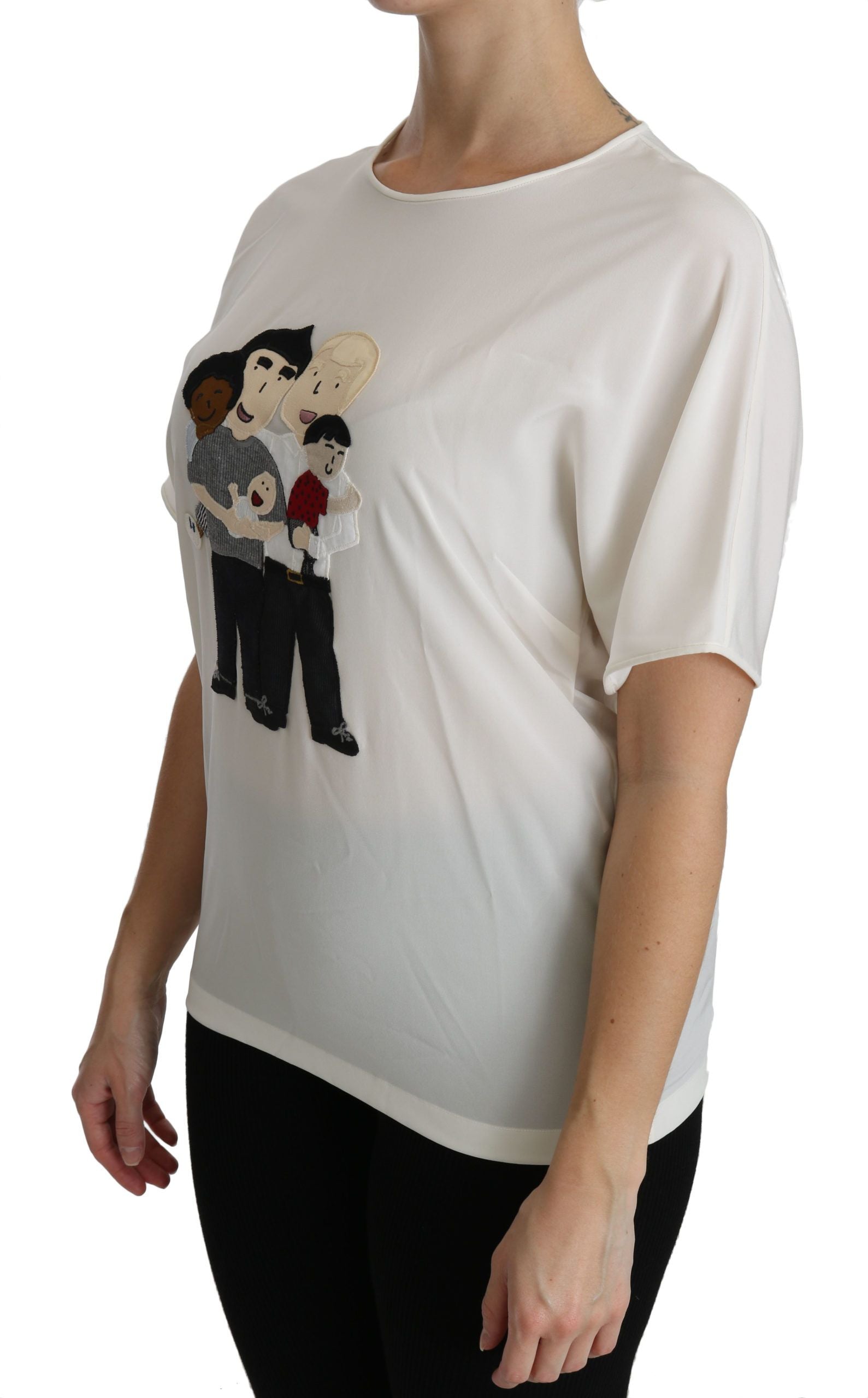Dolce & Gabbana White #dgfamily Patch Short Sleeve Blouse Top - Whispers Of Wisdom Clothing