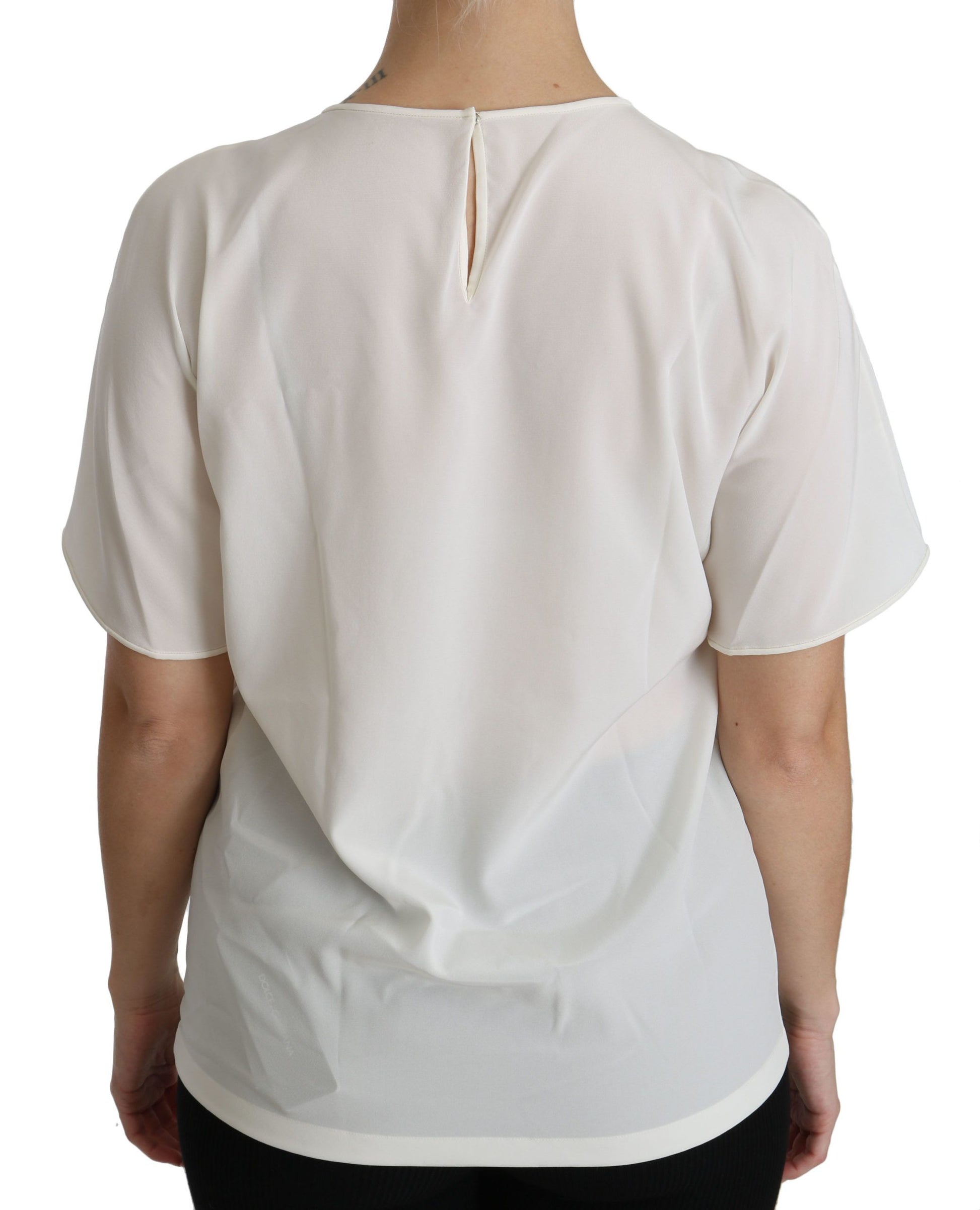 Dolce & Gabbana White #dgfamily Patch Short Sleeve Blouse Top - Whispers Of Wisdom Clothing