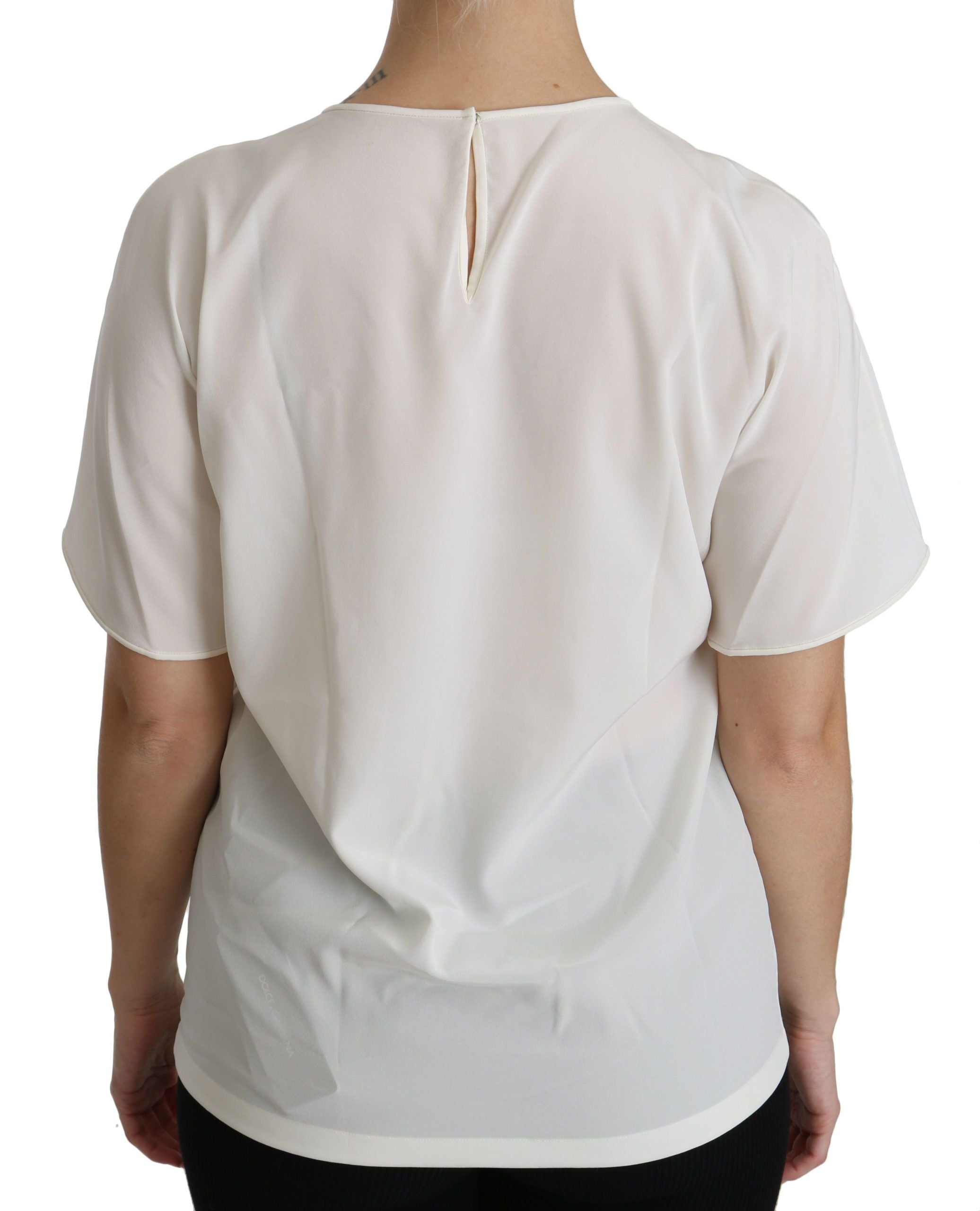 Dolce & Gabbana White #dgfamily Patch Short Sleeve Blouse Top - Whispers Of Wisdom Clothing