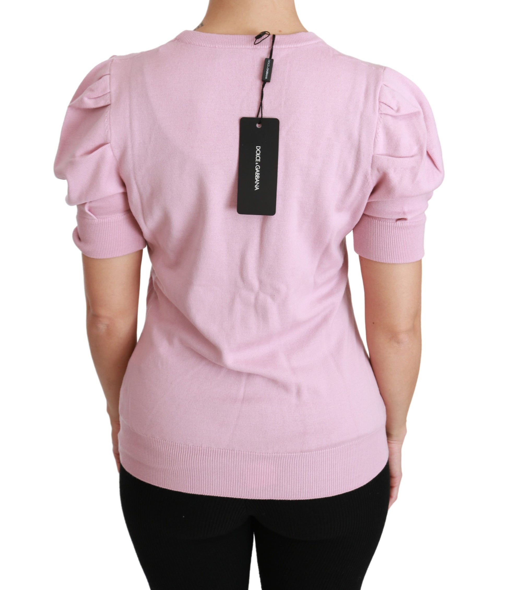 Dolce & Gabbana Pink Floral Embroidered Blouse Wool Top - Whispers Of Wisdom Clothing