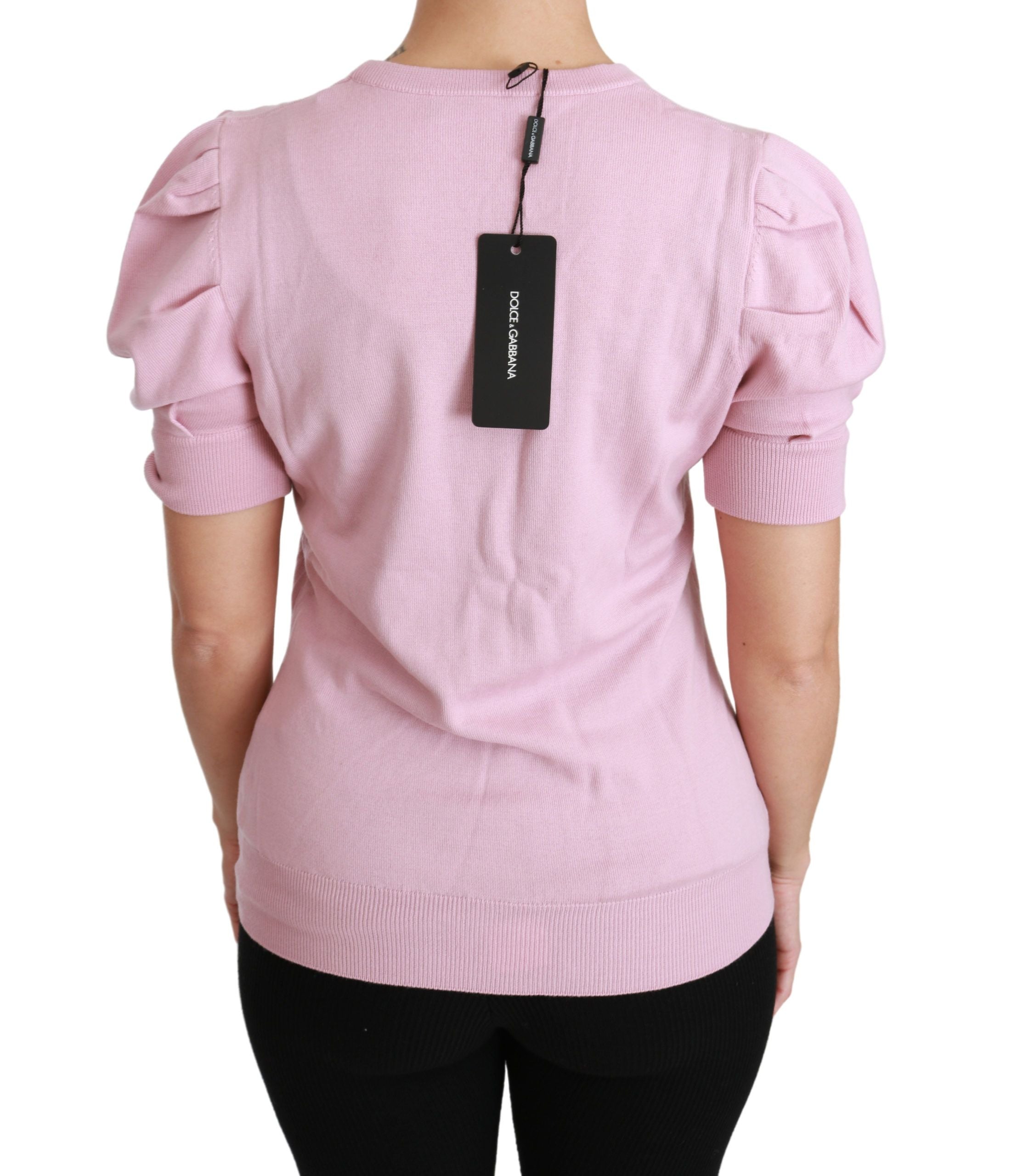Dolce & Gabbana Pink Floral Embroidered Blouse Wool Top - Whispers Of Wisdom Clothing