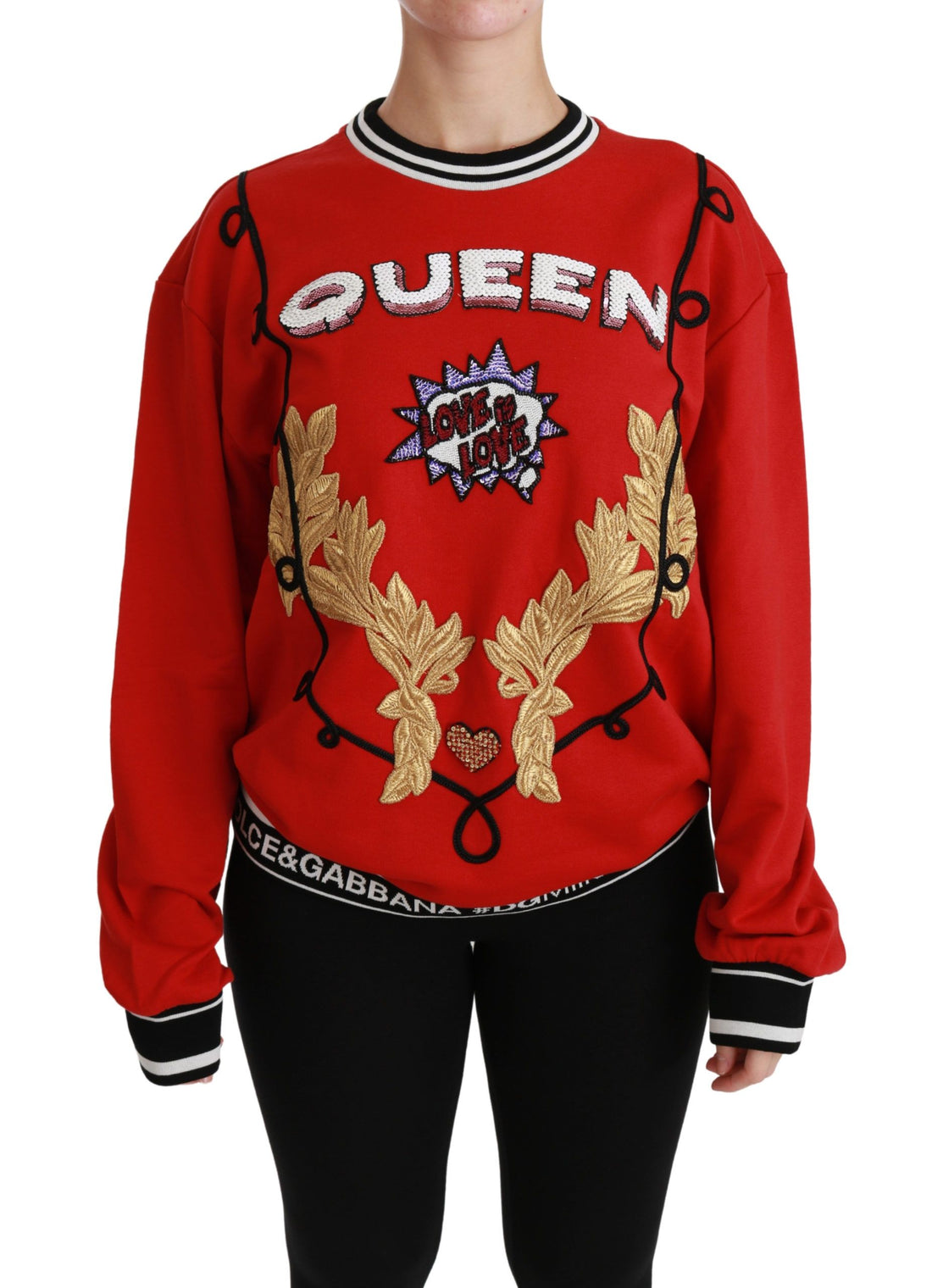 Dolce & Gabbana Red Queen Sequined Love Pullover Sweater - Whispers Of Wisdom Clothing