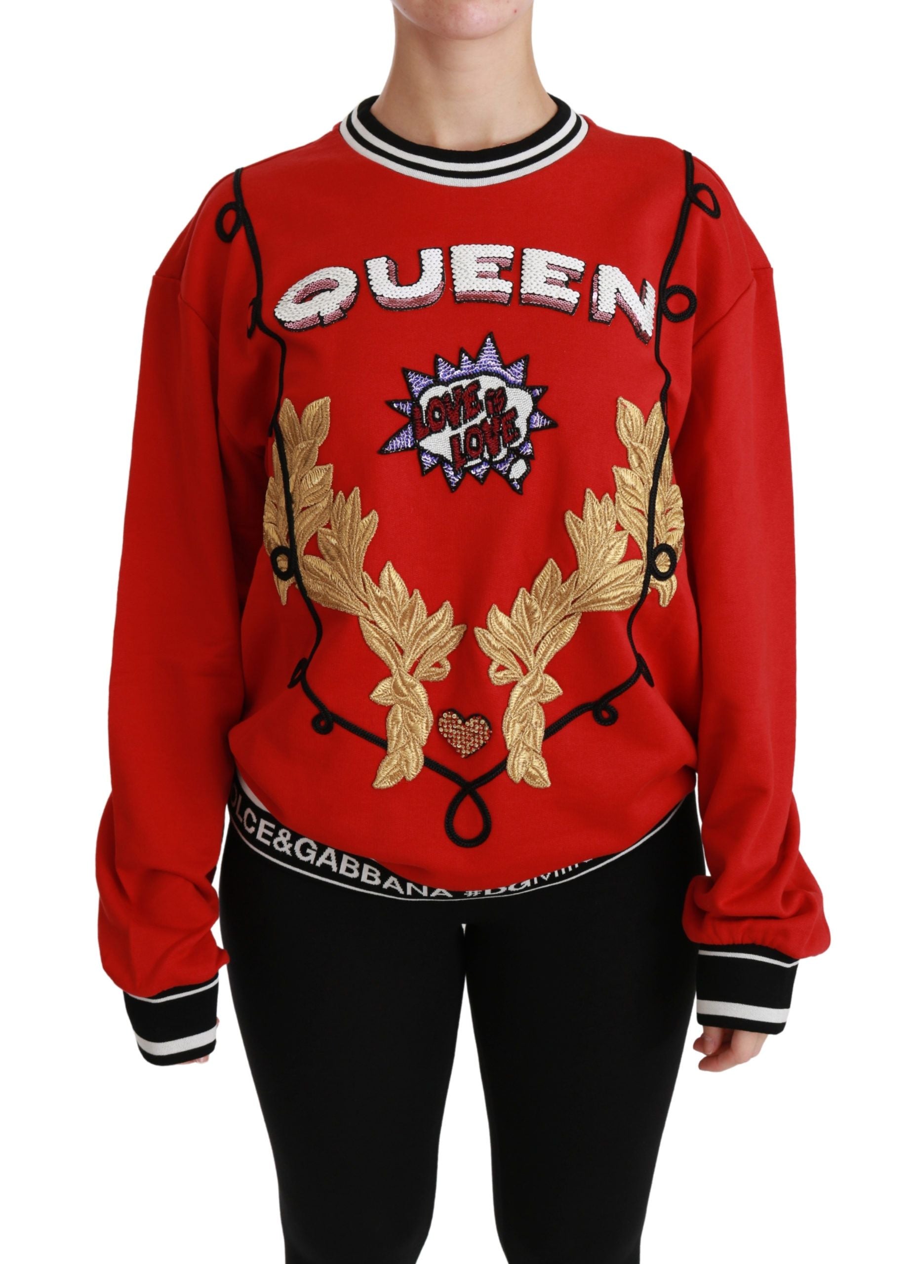 Dolce & Gabbana Red Queen Sequined Love Pullover Sweater - Whispers Of Wisdom Clothing