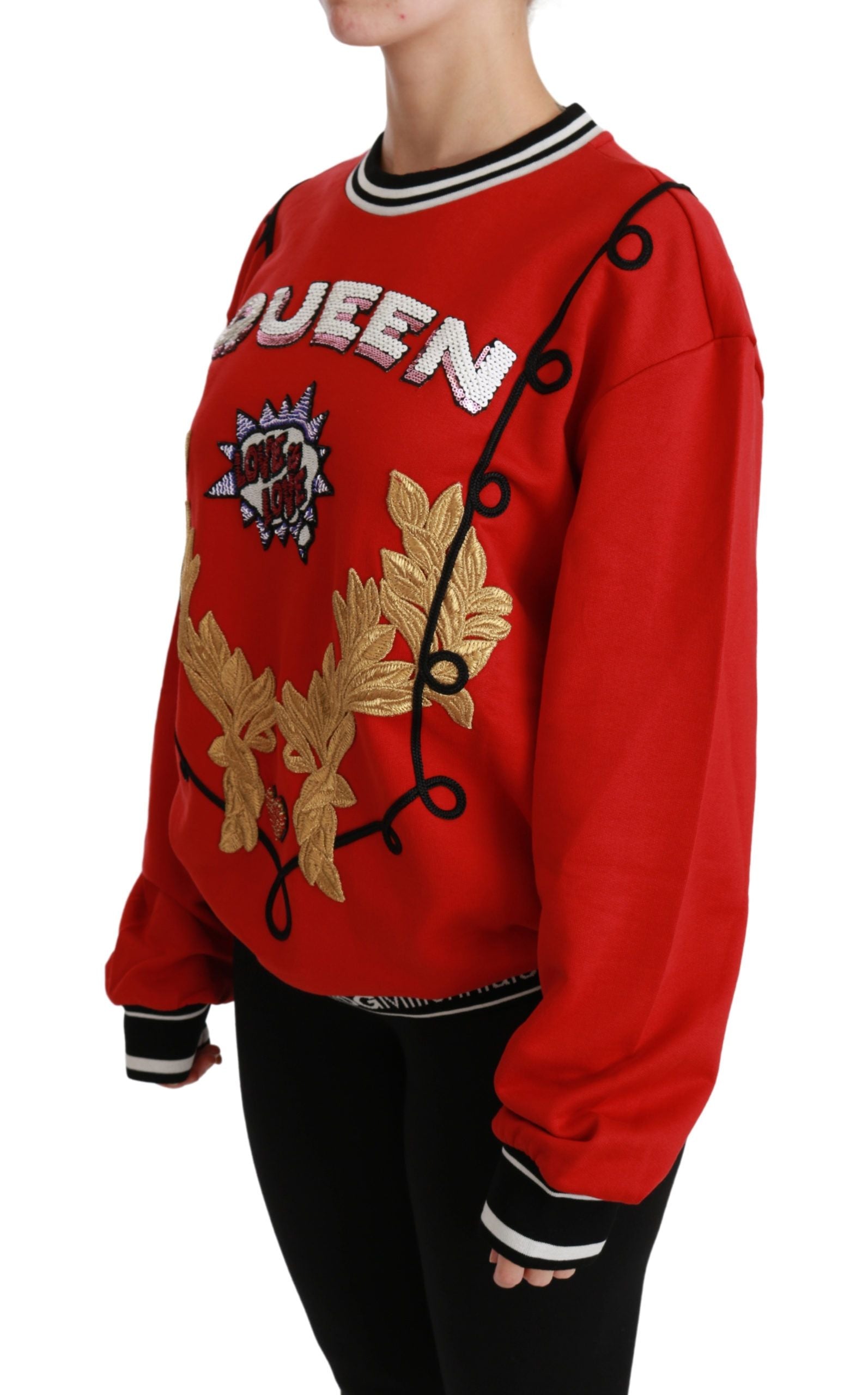 Dolce & Gabbana Red Queen Sequined Love Pullover Sweater - Whispers Of Wisdom Clothing