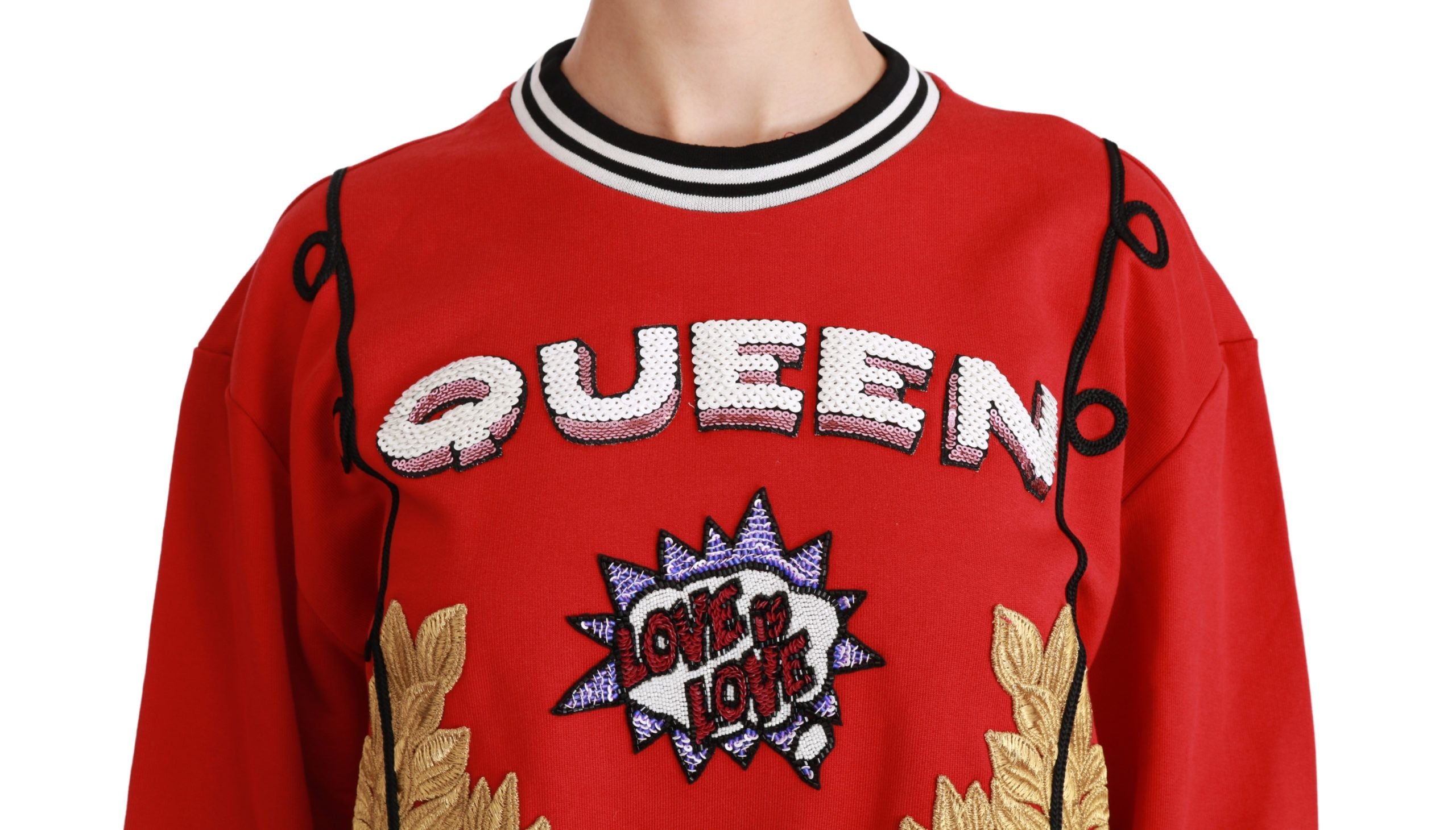 Dolce & Gabbana Red Queen Sequined Love Pullover Sweater - Whispers Of Wisdom Clothing