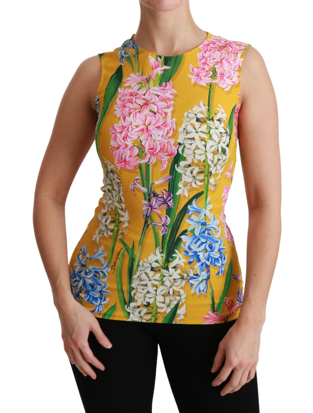 Dolce & Gabbana Yellow Floral Stretch Top Tank Blouse - Whispers Of Wisdom Clothing