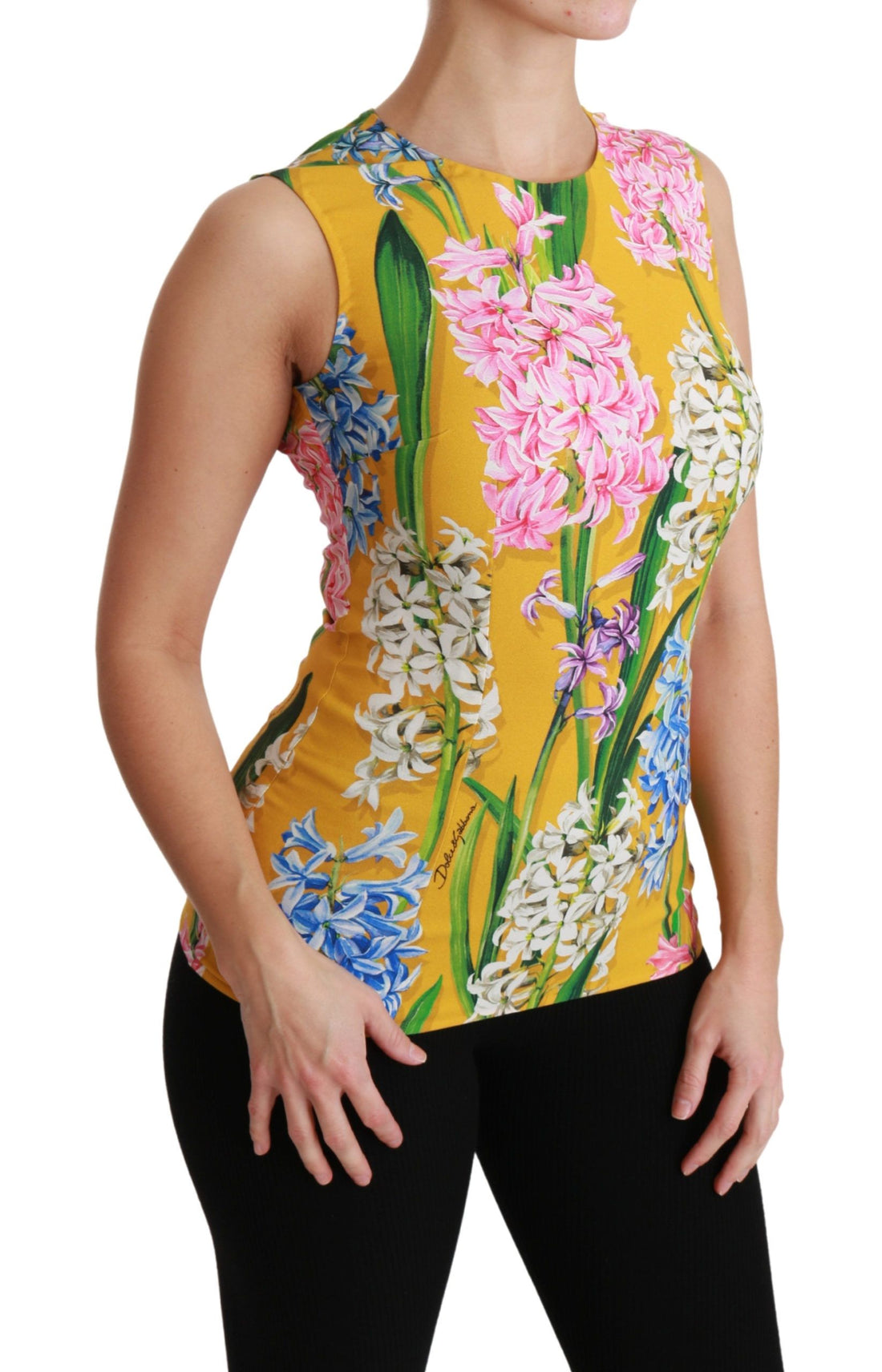 Dolce & Gabbana Yellow Floral Stretch Top Tank Blouse - Whispers Of Wisdom Clothing
