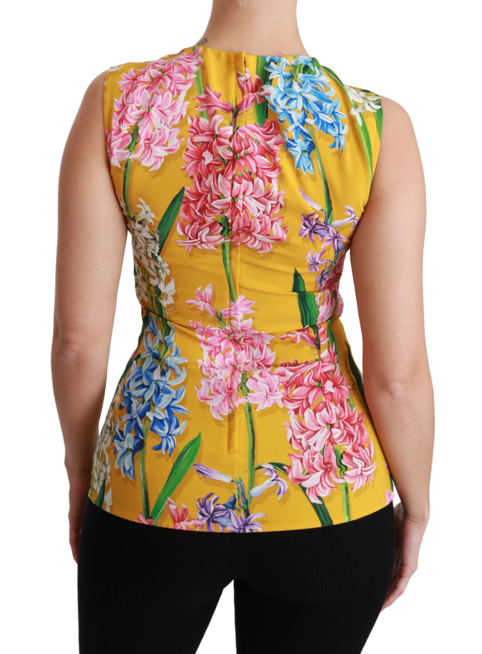 Dolce & Gabbana Yellow Floral Stretch Top Tank Blouse - Whispers Of Wisdom Clothing