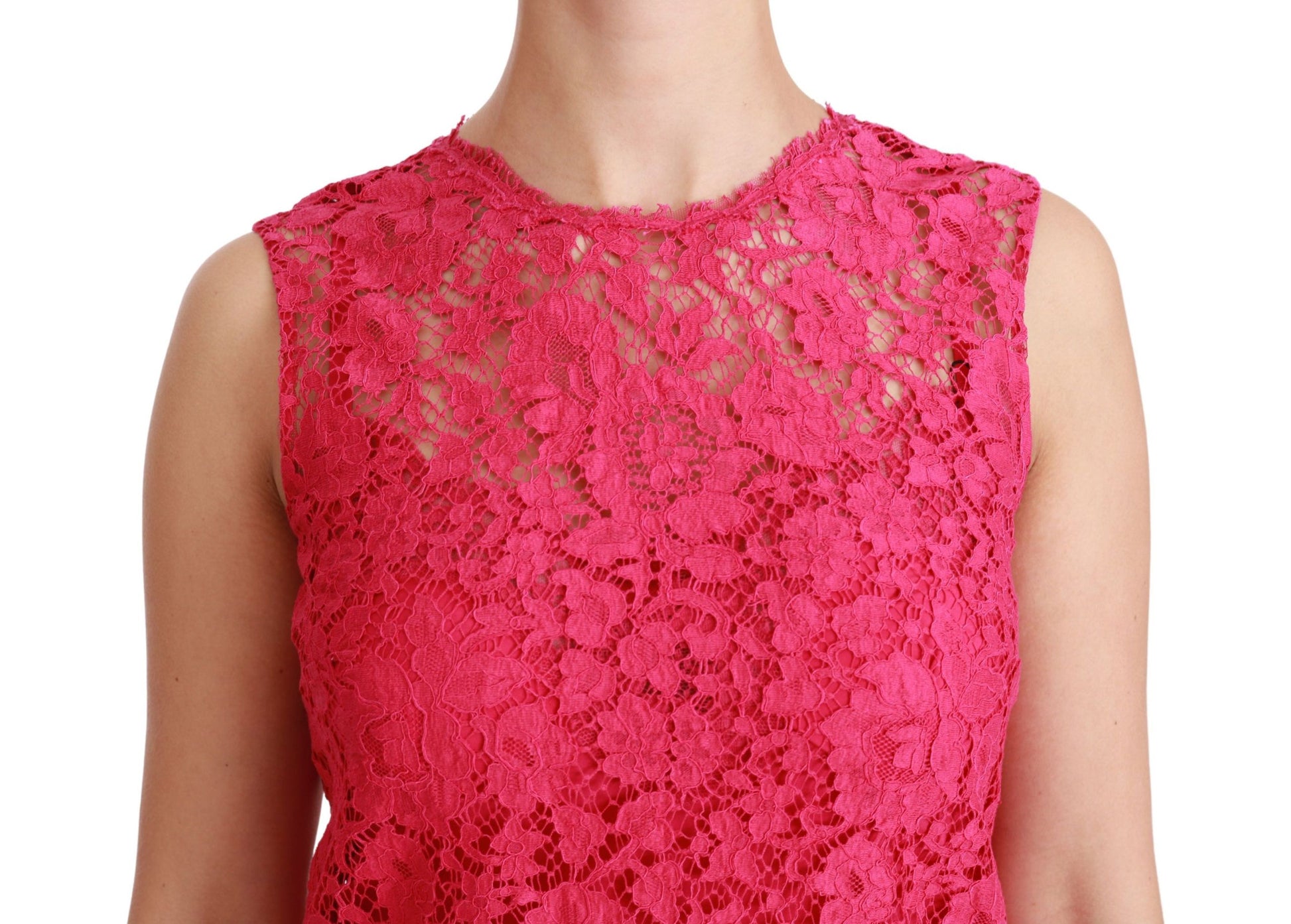 Dolce & Gabbana Pink Floral Lace Shift Gown Mini Dress - Whispers Of Wisdom Clothing