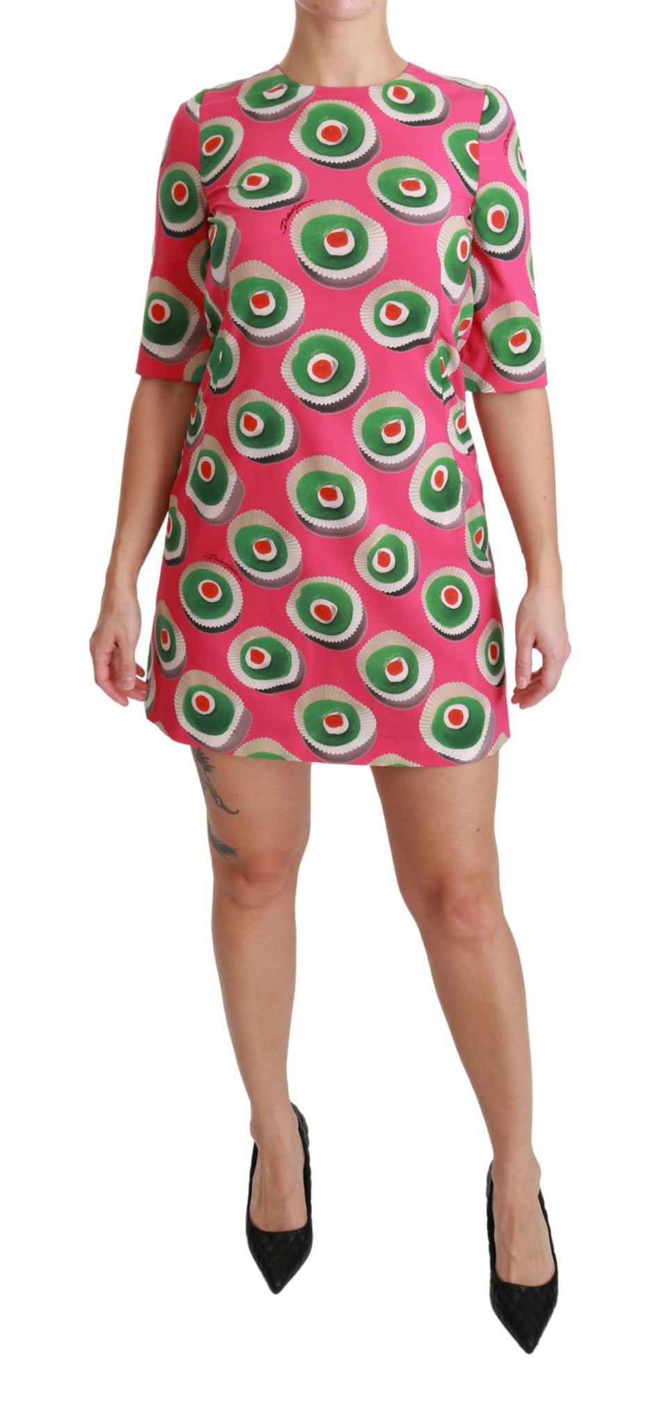 Dolce & Gabbana Pink Silk Cup Cake Shift Stretch Dress - Whispers Of Wisdom Clothing