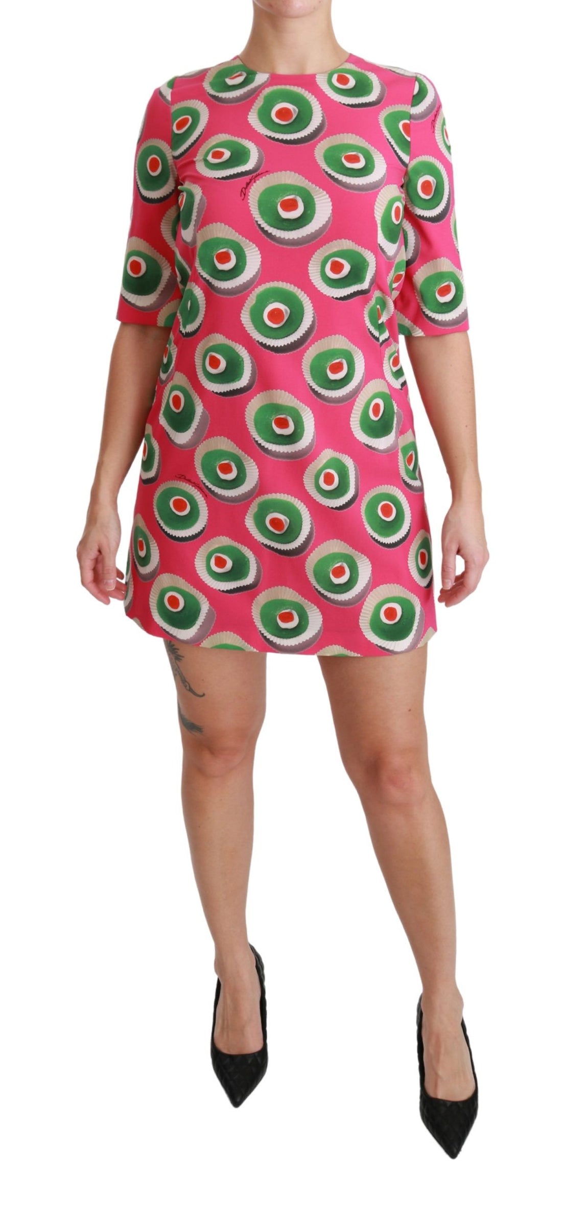 Dolce & Gabbana Pink Silk Cup Cake Shift Stretch Dress - Whispers Of Wisdom Clothing