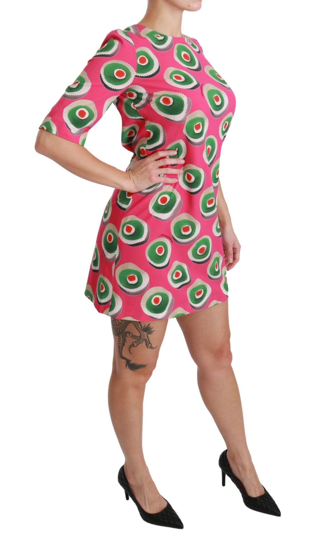 Dolce & Gabbana Pink Silk Cup Cake Shift Stretch Dress - Whispers Of Wisdom Clothing